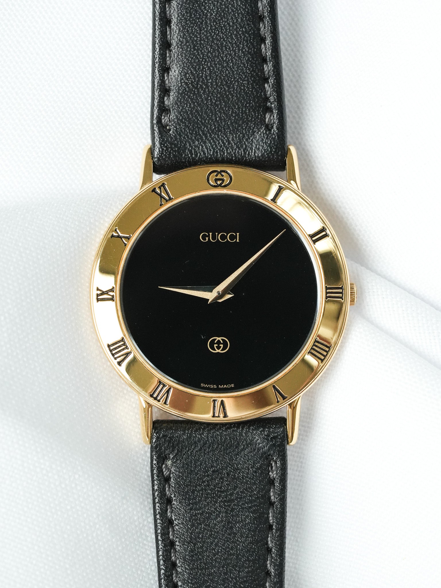 Gucci - Redondo O Índice Romano Esfera negra (0005145) - 1990s 