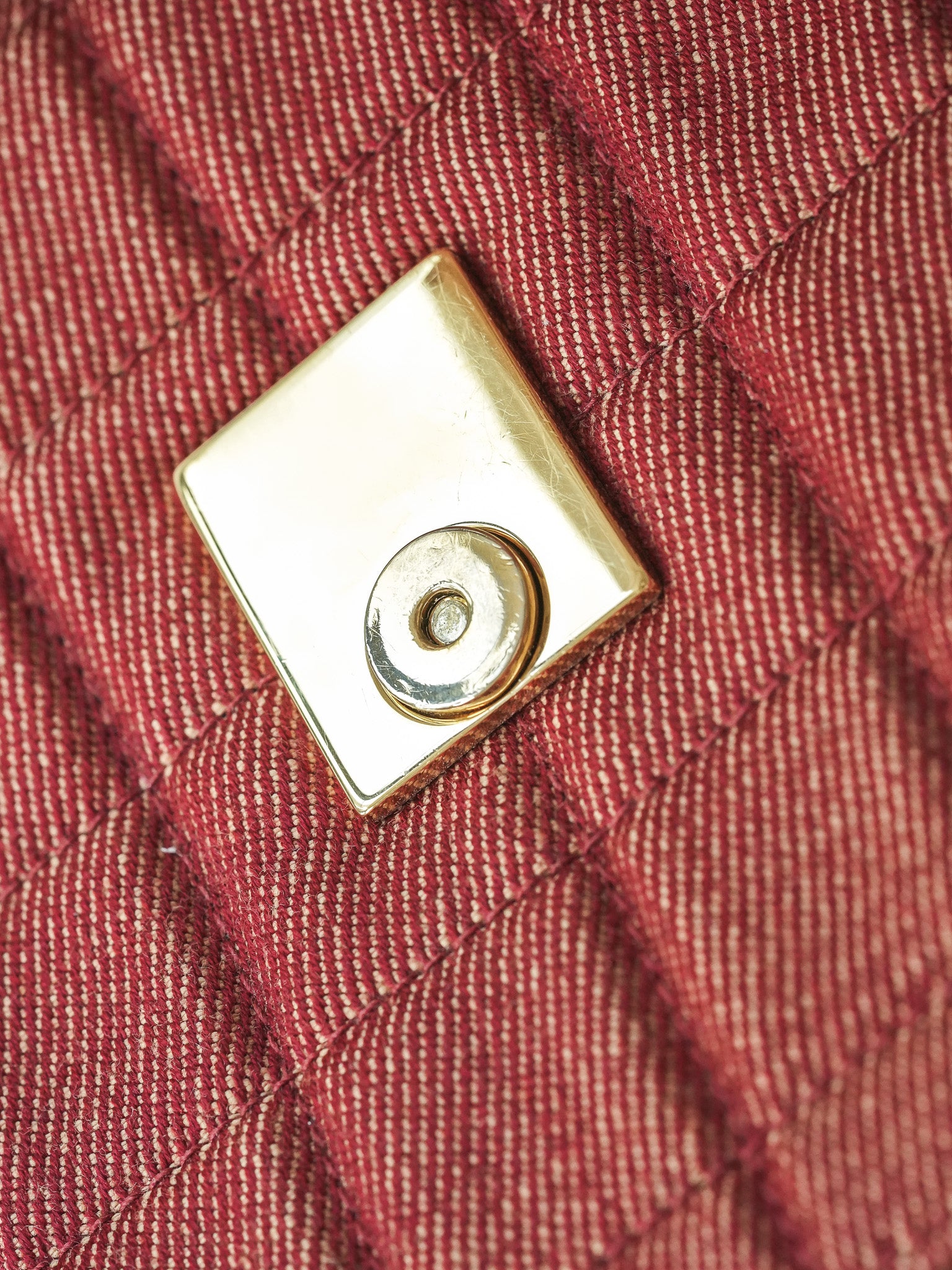 Borsa a Mano Chanel Vintage - Chocolate Bar Denim Rosso Donna (2002-2003) 