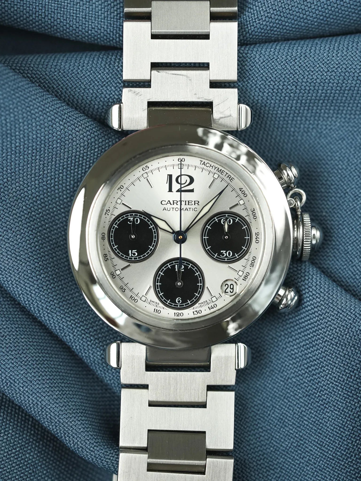 Cartier - Pasha 2412 Chronographe Panda Noir Acier - Papier - 2005 - Atelier Victor