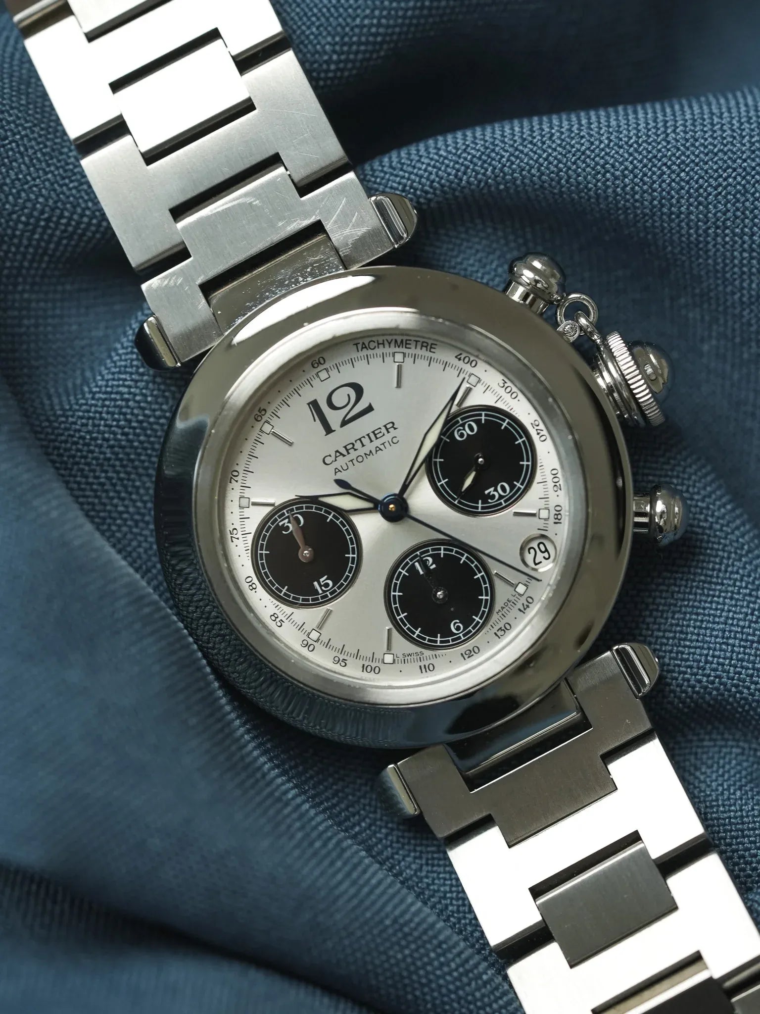 Cartier - Pasha 2412 Chronographe Panda Noir Acier - Papier - 2005 - Atelier Victor