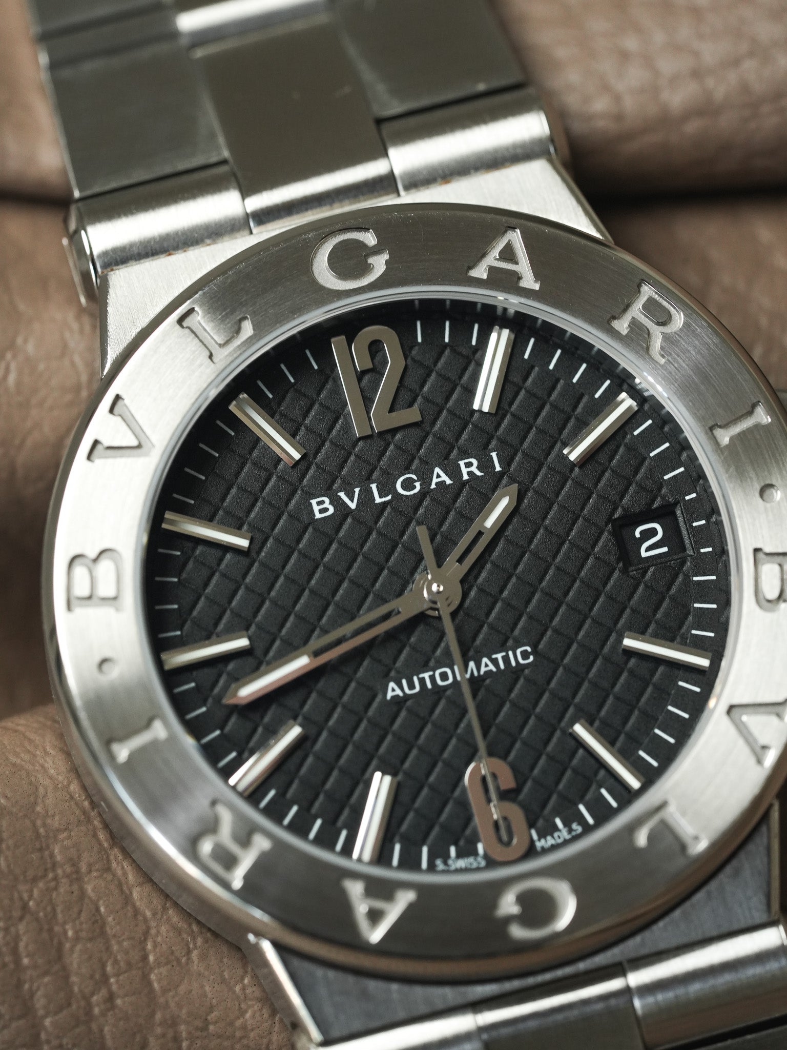 Bvlgari - Diagono DG35S Acero Automático Dial Negro Clous de Paris - Años 2010 