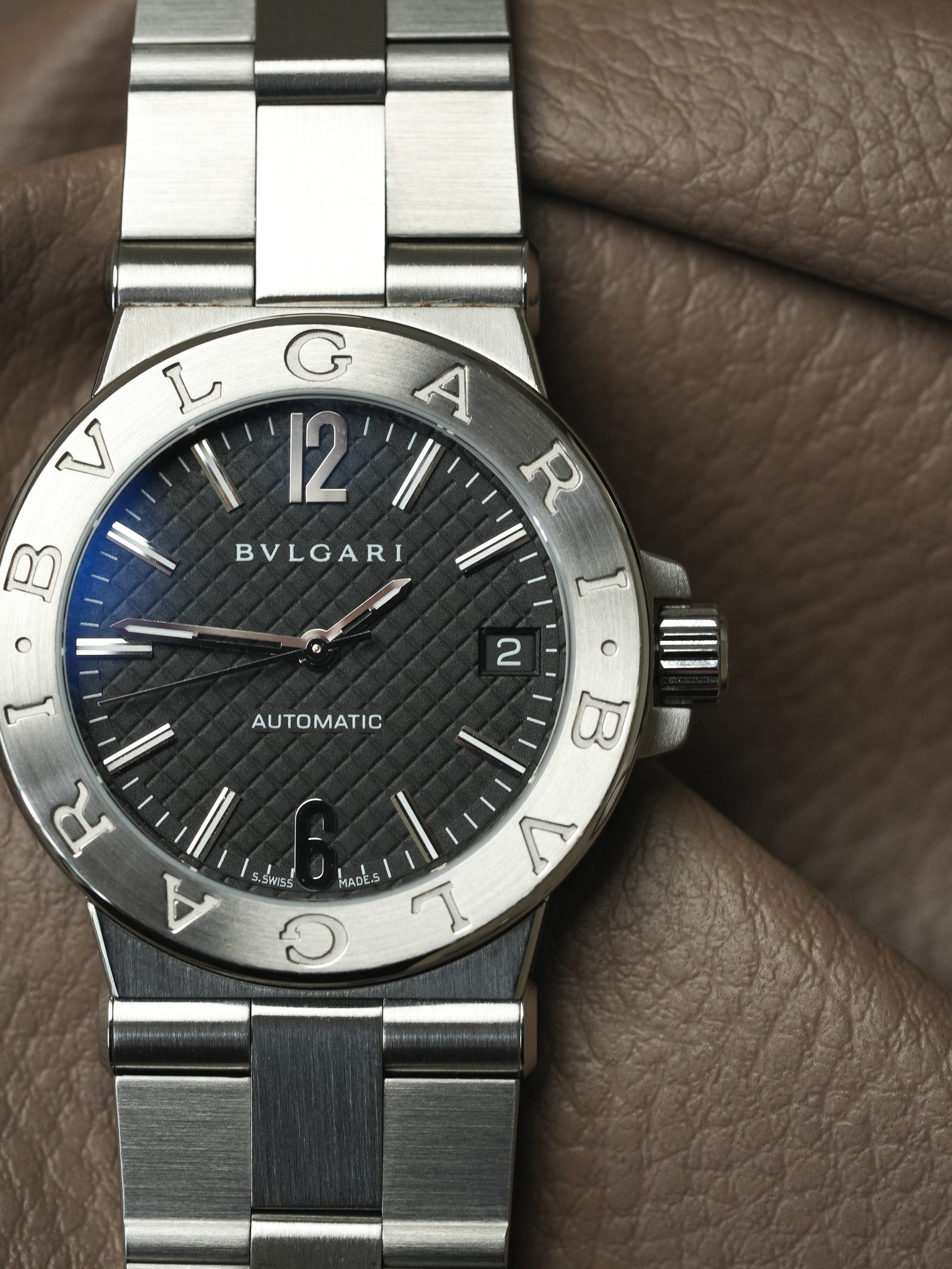 Bvlgari - Diagono DG35S Acero Automático Dial Negro Clous de Paris - Años 2010 