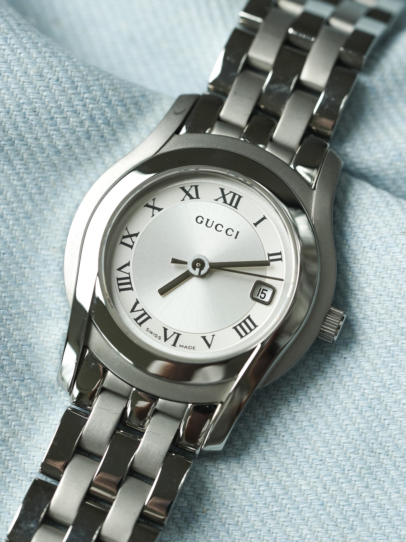 Gucci - Ronde Acier Poli & Brossé Bracelet maille acier 27mm - 2010s