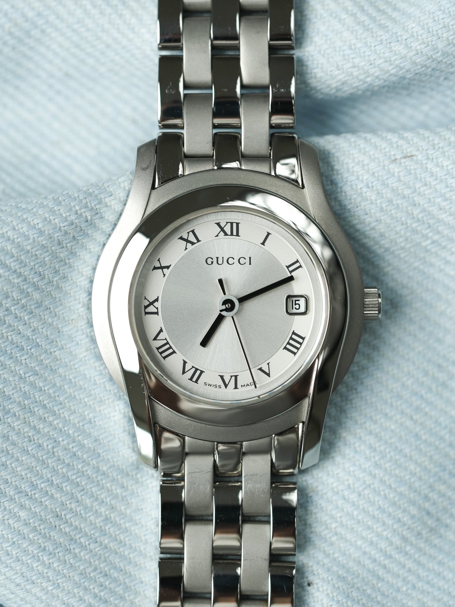 Gucci - Ronde Acier Poli & Brossé Bracelet maille acier 27mm - 2010s