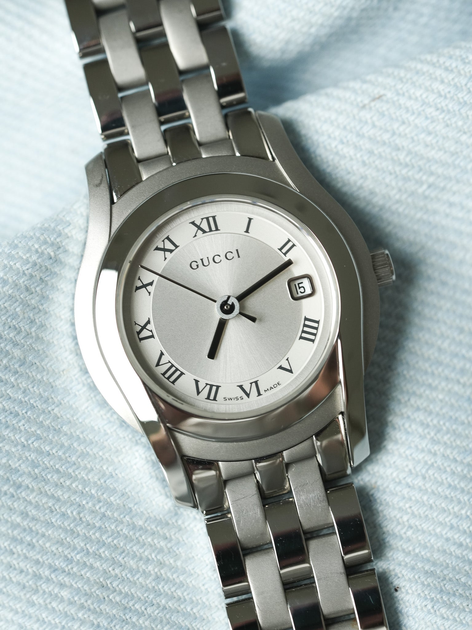 Gucci - Ronde Acier Poli & Brossé Bracelet maille acier 27mm - 2010s