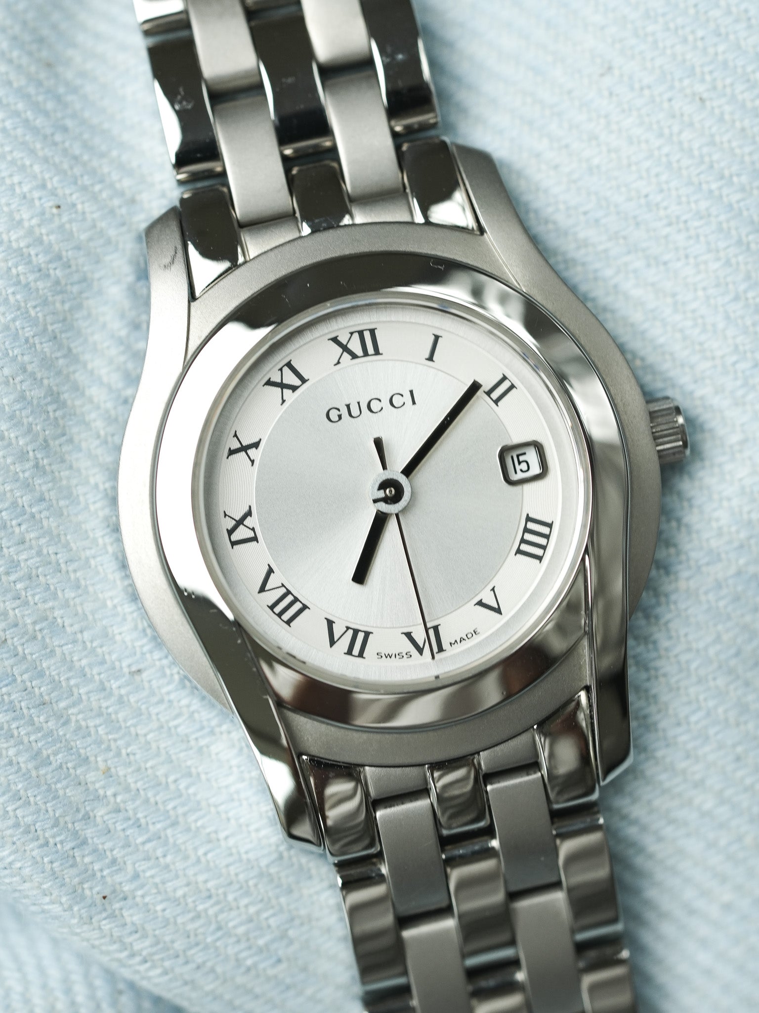 Gucci - Ronde Acier Poli & Brossé Bracelet maille acier 27mm - 2010s