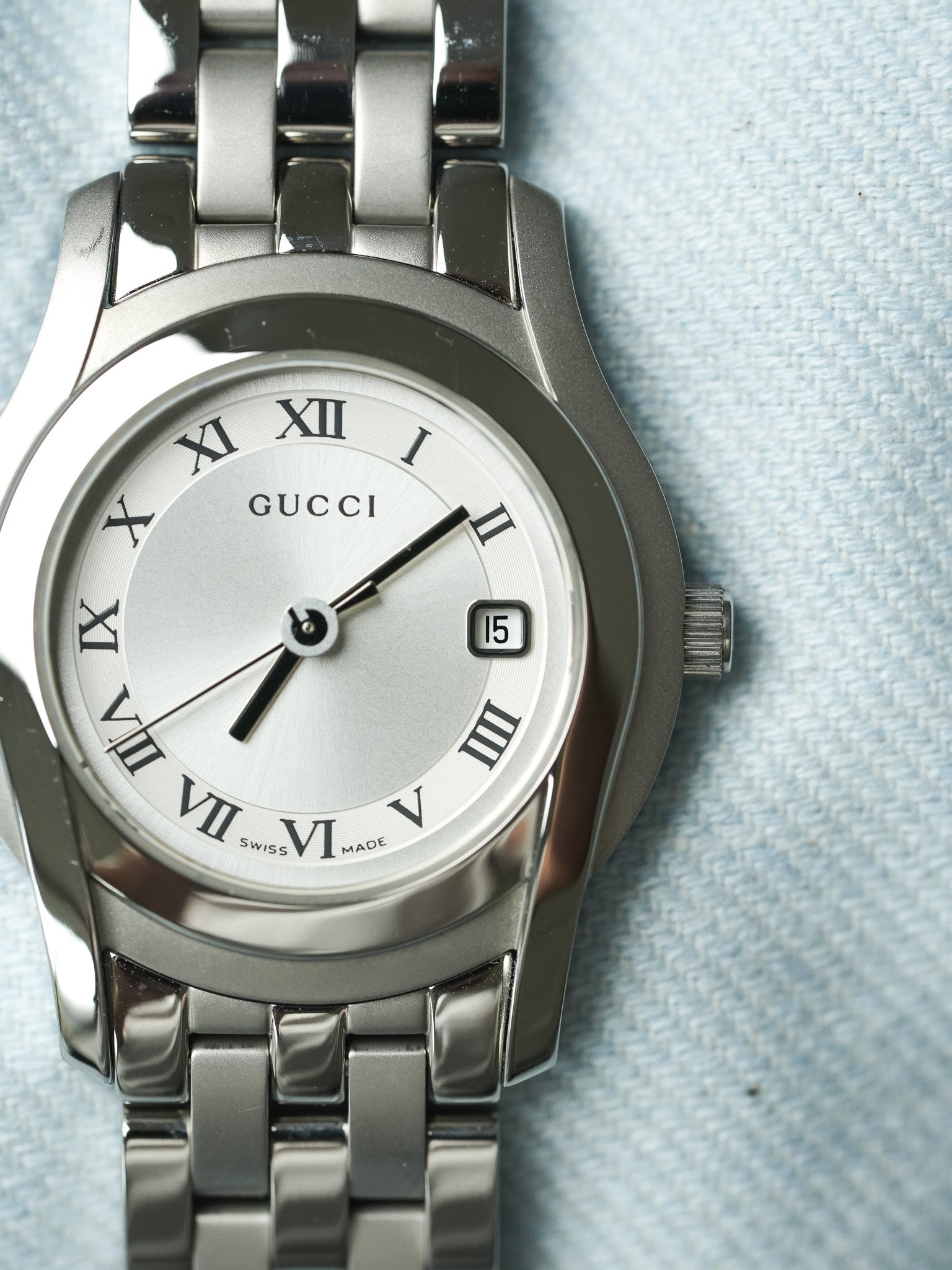 Gucci - Ronde Acier Poli & Brossé Bracelet maille acier 27mm - 2010s