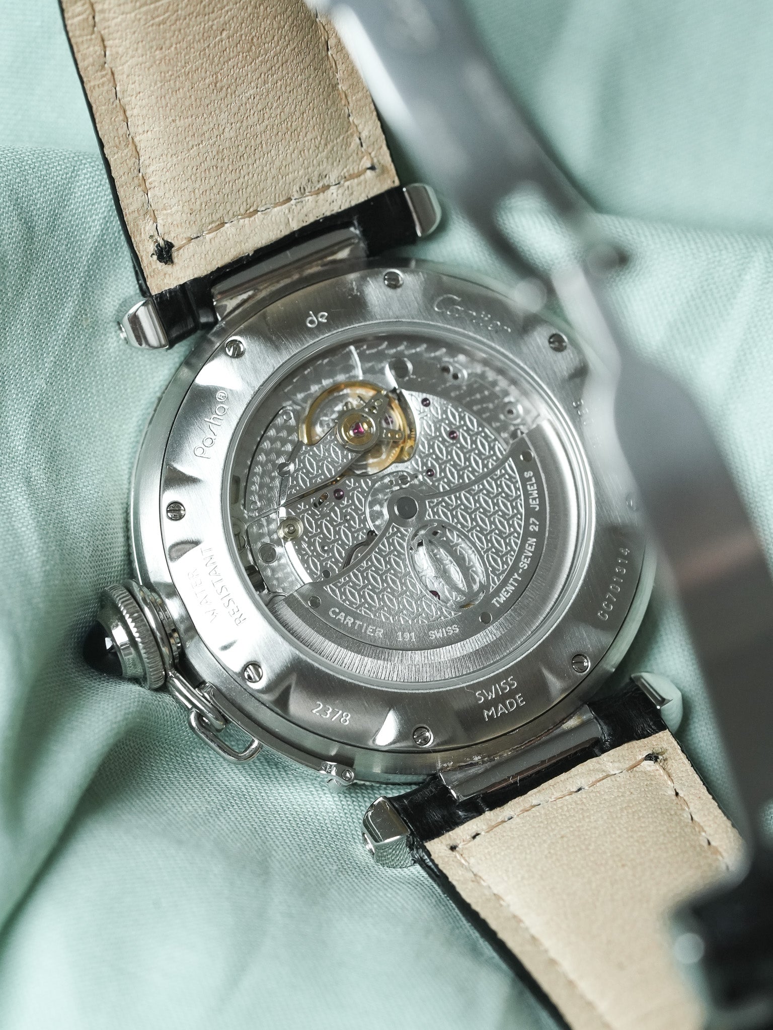 Cartier - Pasha 2378 Guilloché 38mm Steel Case Back Crystal - 1990s 