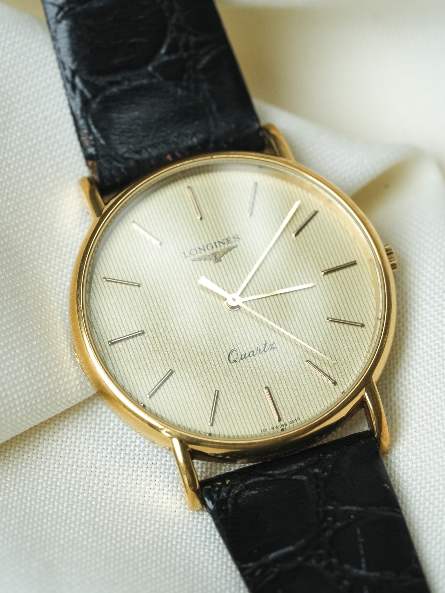 Longines - Gold Tapisserie Zifferblatt Champagner Quarz - 1980s 