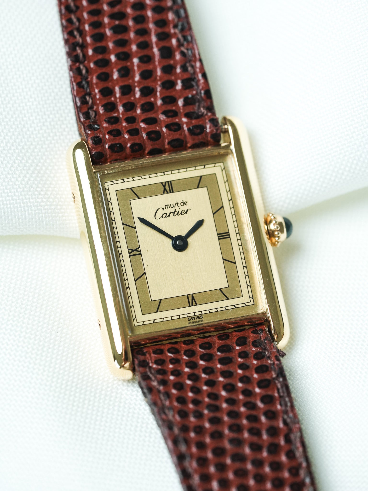 Cartier - Must de Cartier Tank Ref 590005 23x30 Vermeil Quartz Cadran Or Romain - 1980s