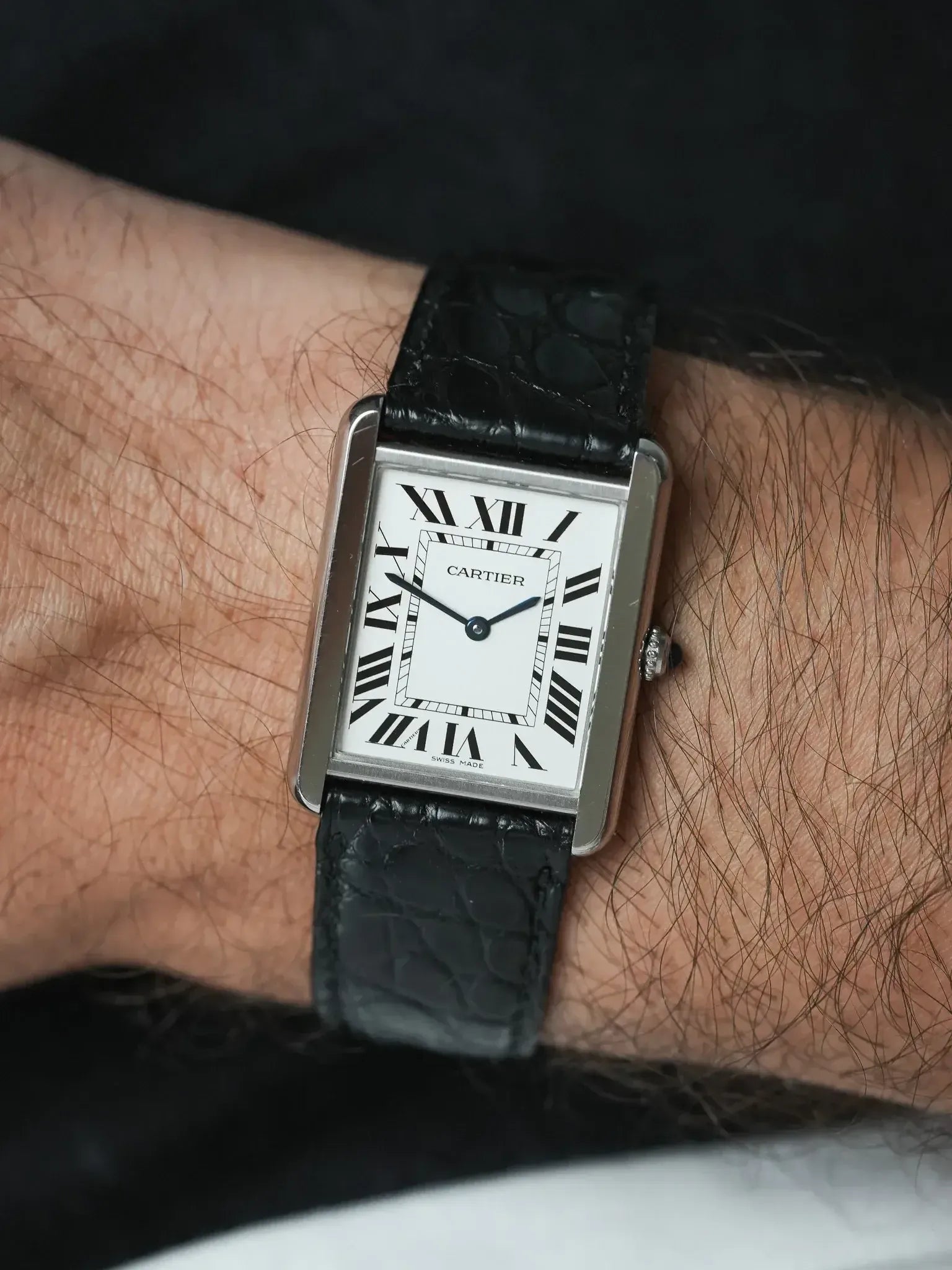Montre Tank HERNA Vintage - Bracelet Cuir - Homme/femme