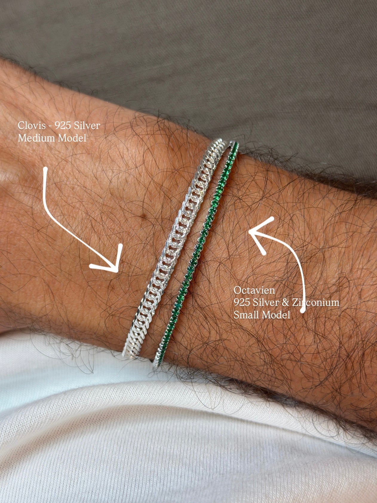 Bracelet Tennis Argent 925 & Zirconium - Octavien Vert - Petit Modèle
