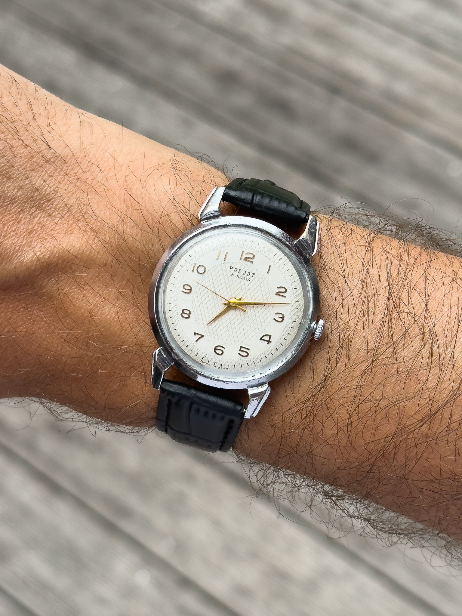 Poljot - Horns Water droplets guilloché dial gold index - 1960s 