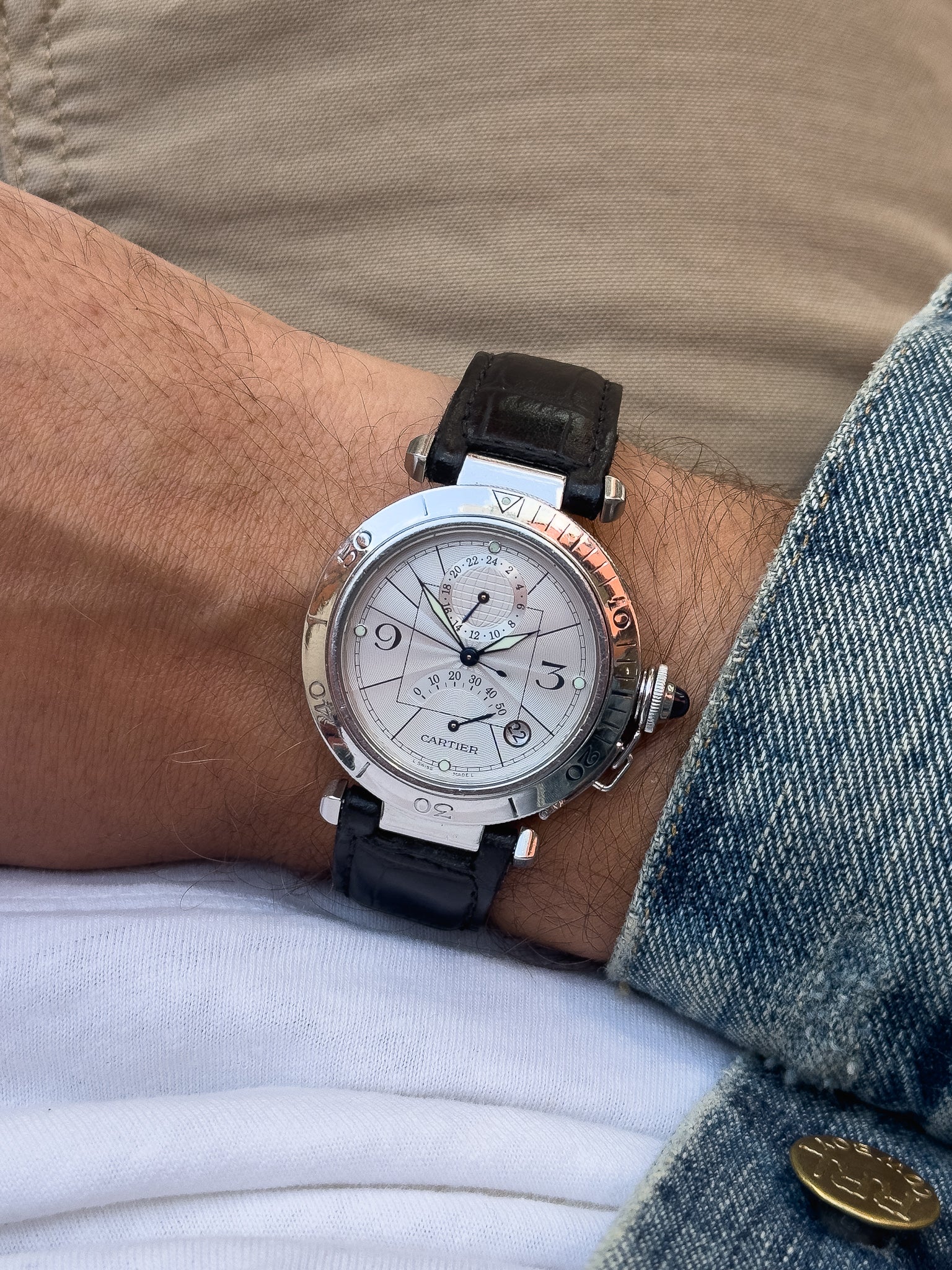 Cartier - Pasha 2388 24h Réserve de Marche Cuir boucle déployante - 2000s