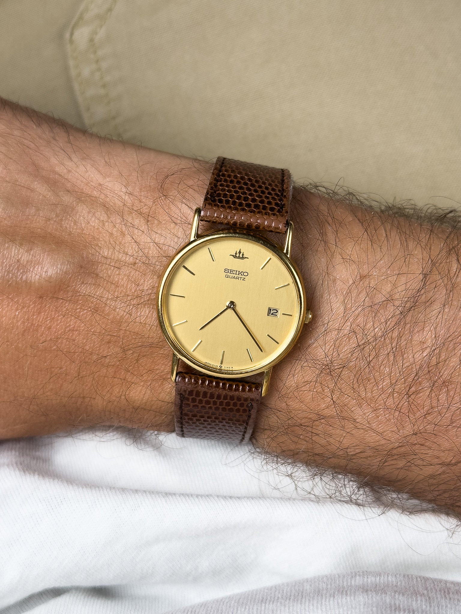 Seiko - Montre habillée Ronde Or Date - 1991