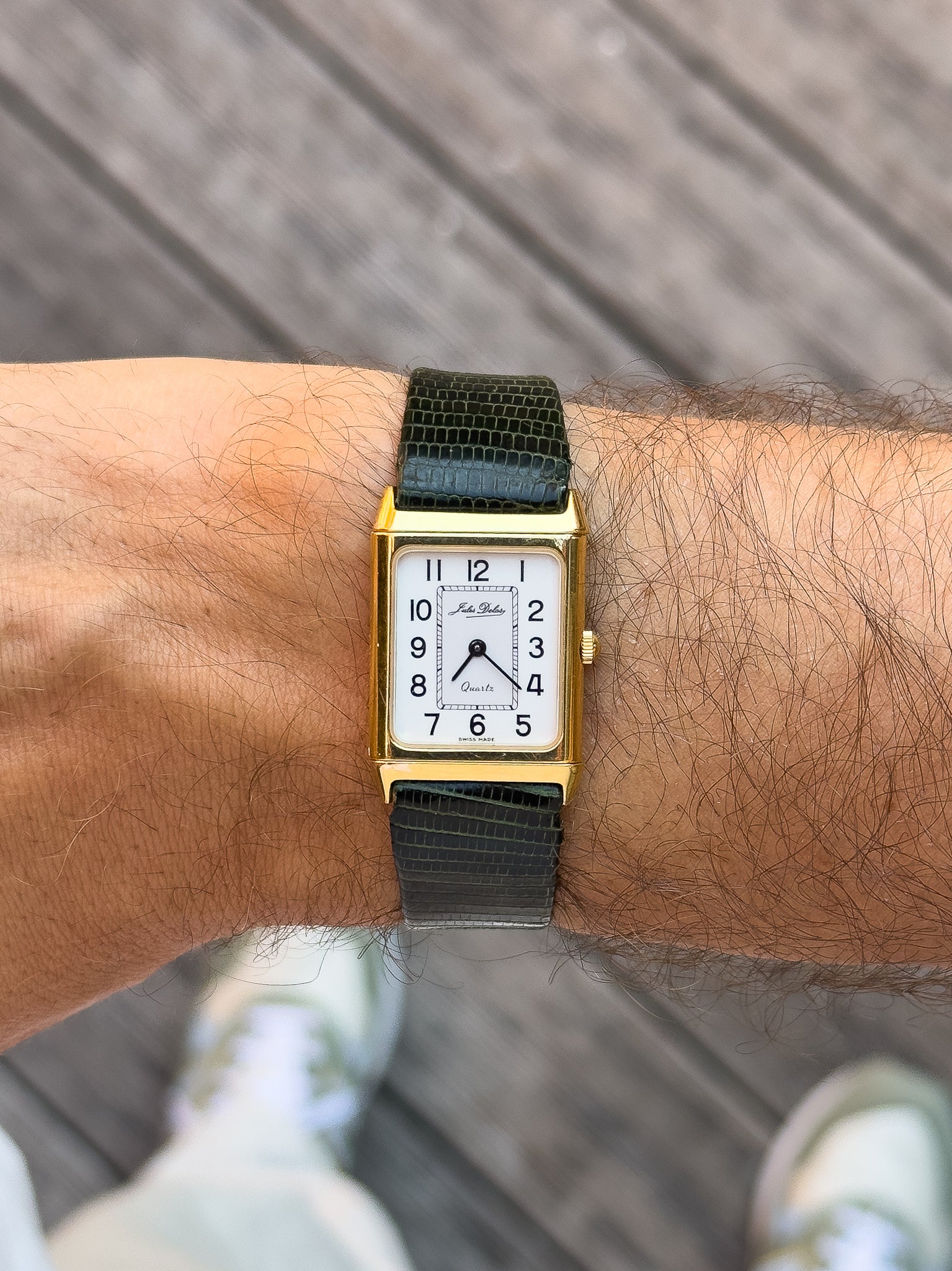 Jules Delas - Uhr im Reverso-Stil vergoldet Quarz - 1990s 