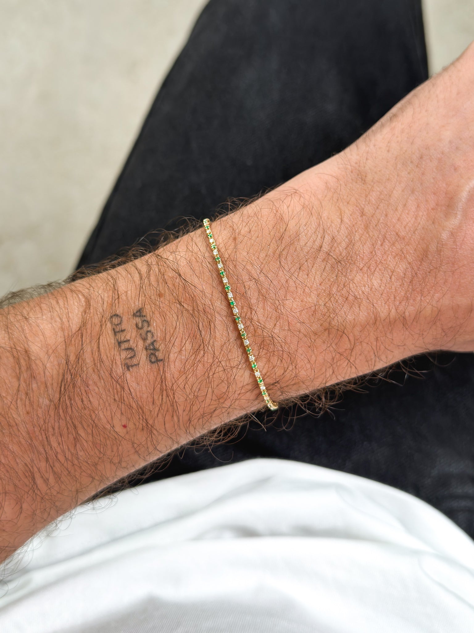 Pulsera Tennis Marcel - Esmeralda y Diamante - Modelo Pequeño 