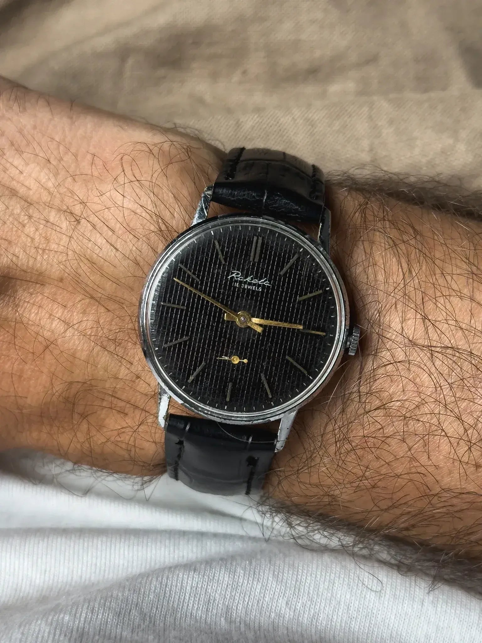 Raketa - Black Honeycomb sub-second OR - 1960s 