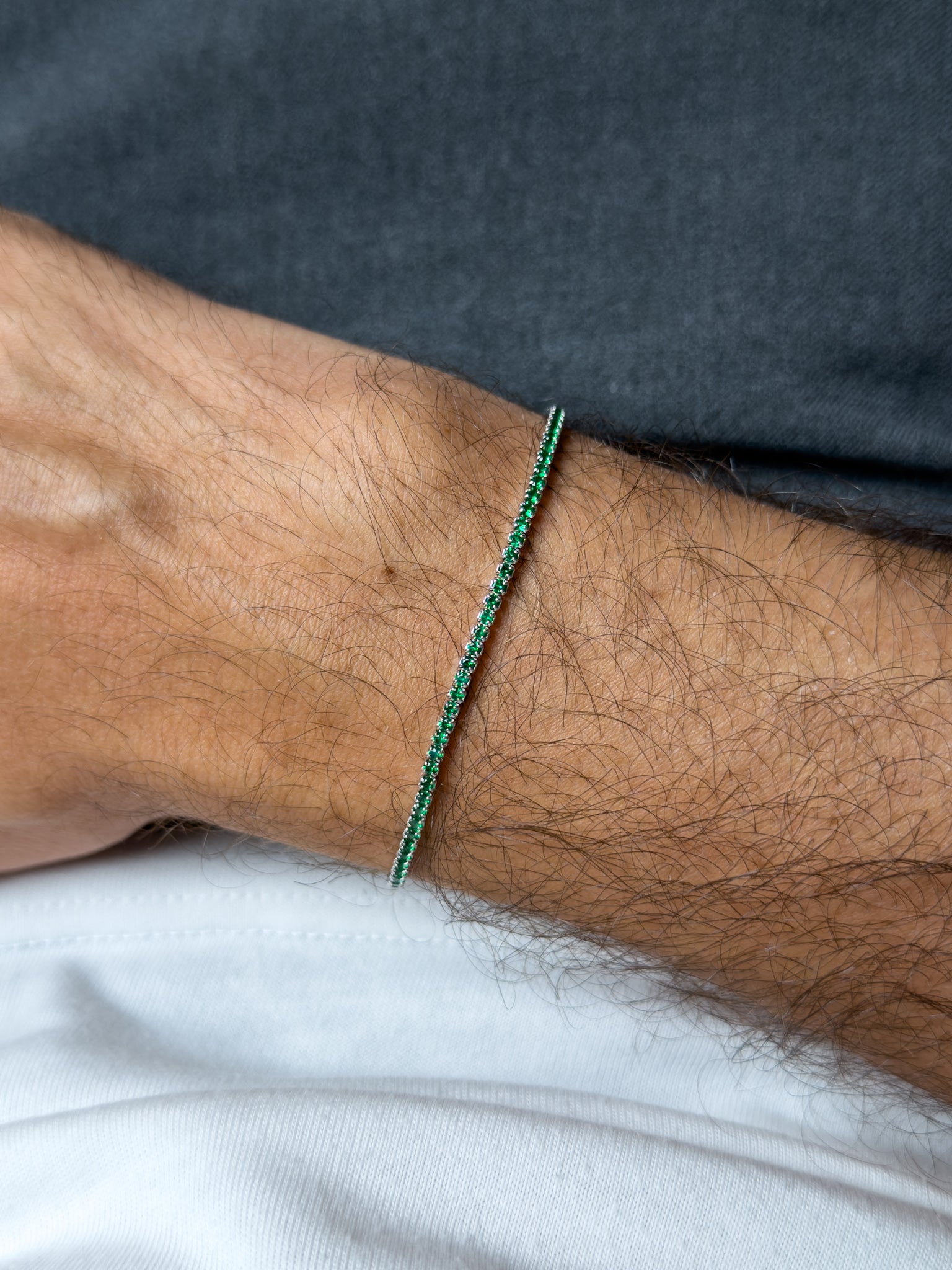 Bracelet Tennis Argent 925 & Zirconium - Octavien Vert - Petit Modèle