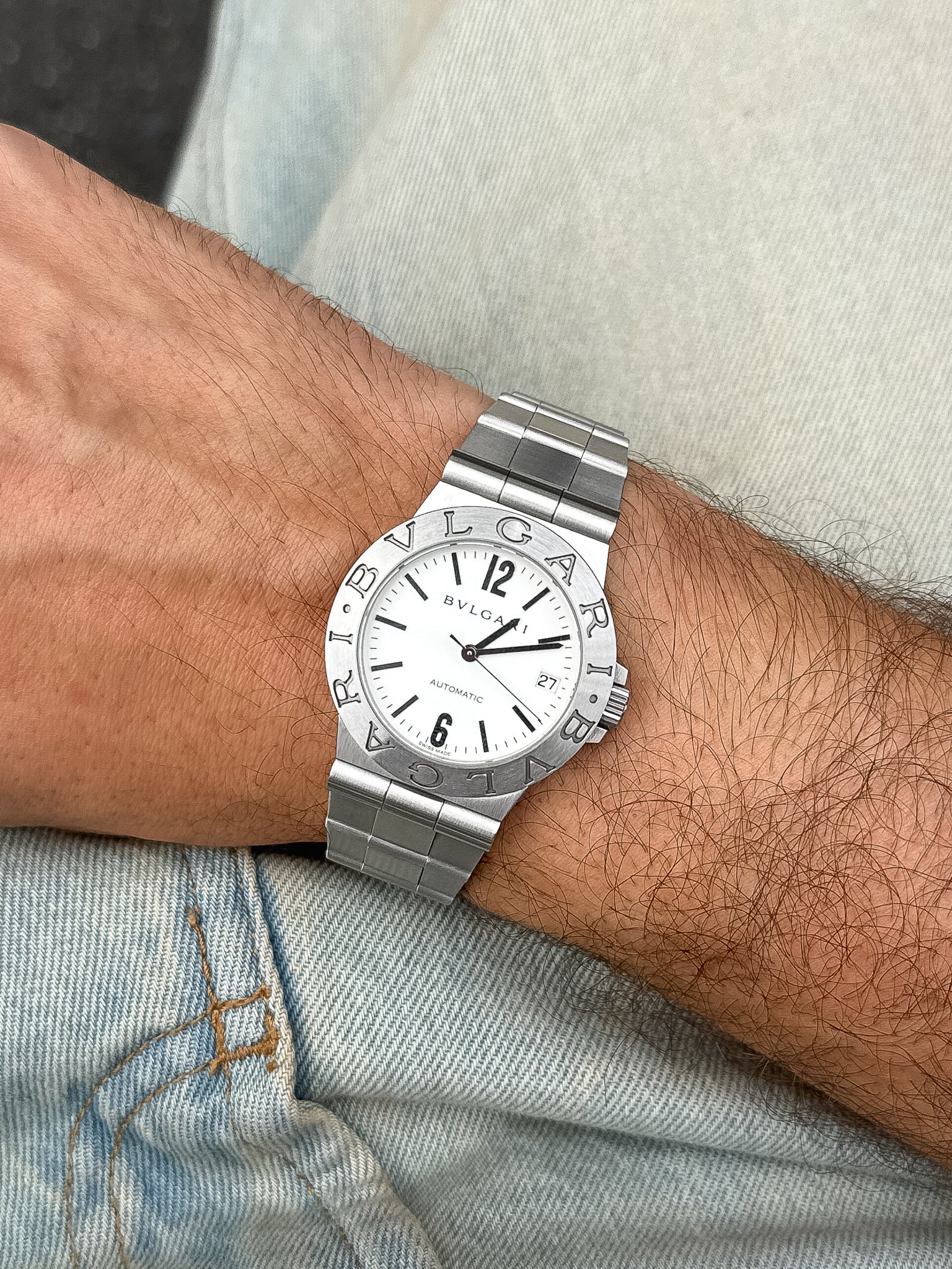 Bvlgari - LCV35S Diagono Automatik Stahl Weißes Zifferblatt - 2000er Jahre 