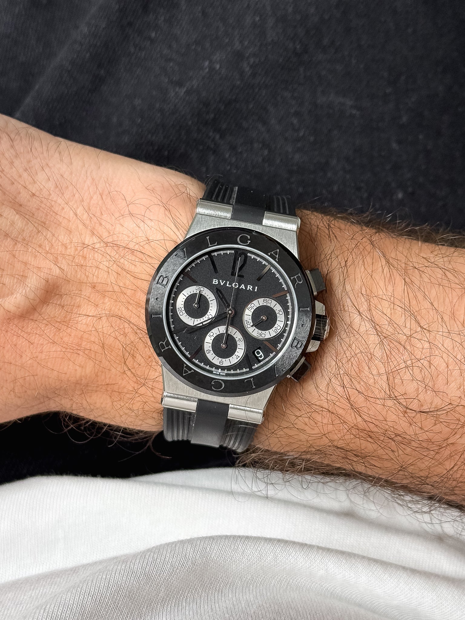 Bvlgari - DG37SCCH Diagono Chronograph Stahl Kautschuk Keramik schwarz - Box & Papiere - 2000er 