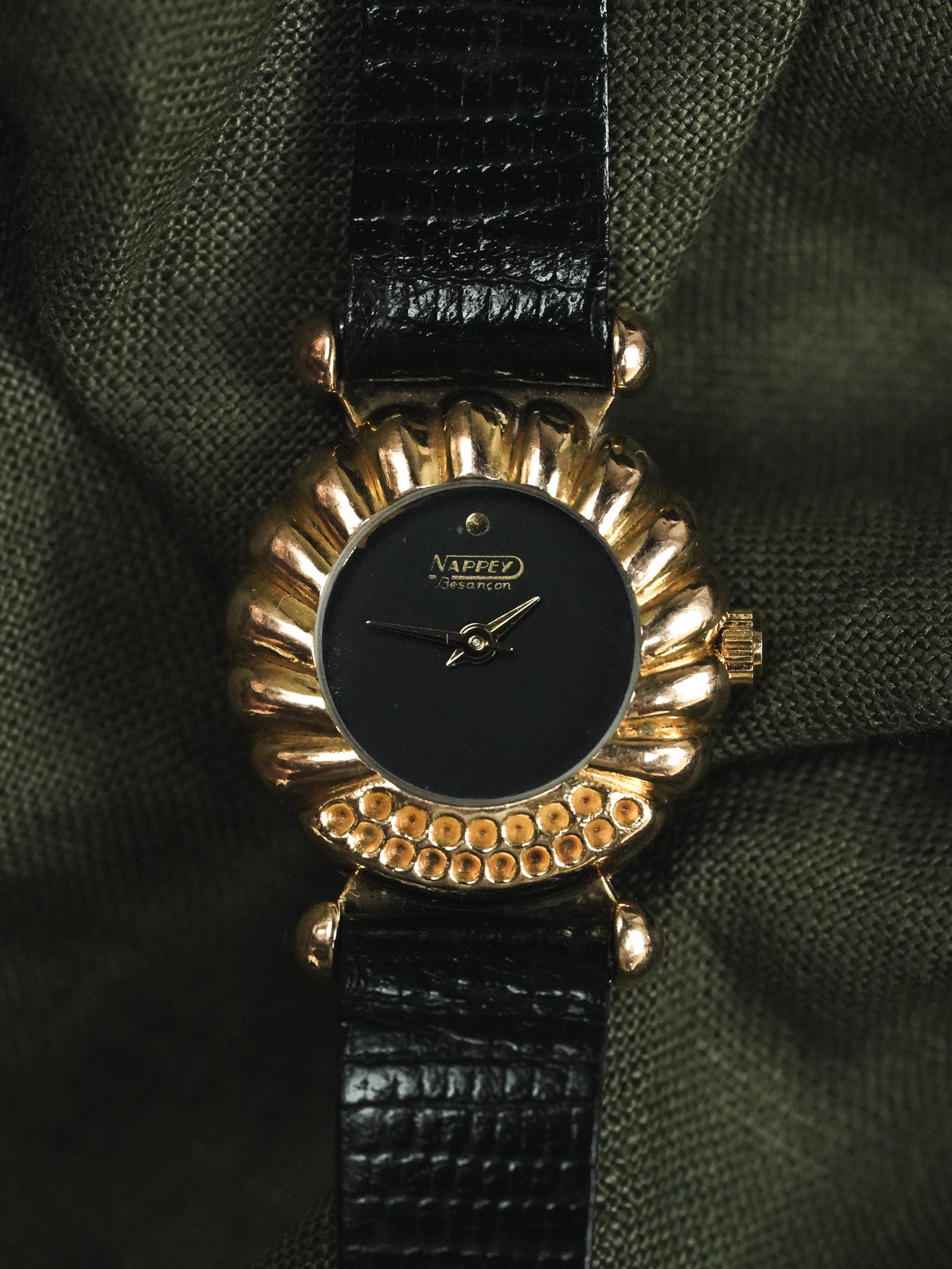 Nappey Besancon - Plaqué or Cadran noir - 1990s