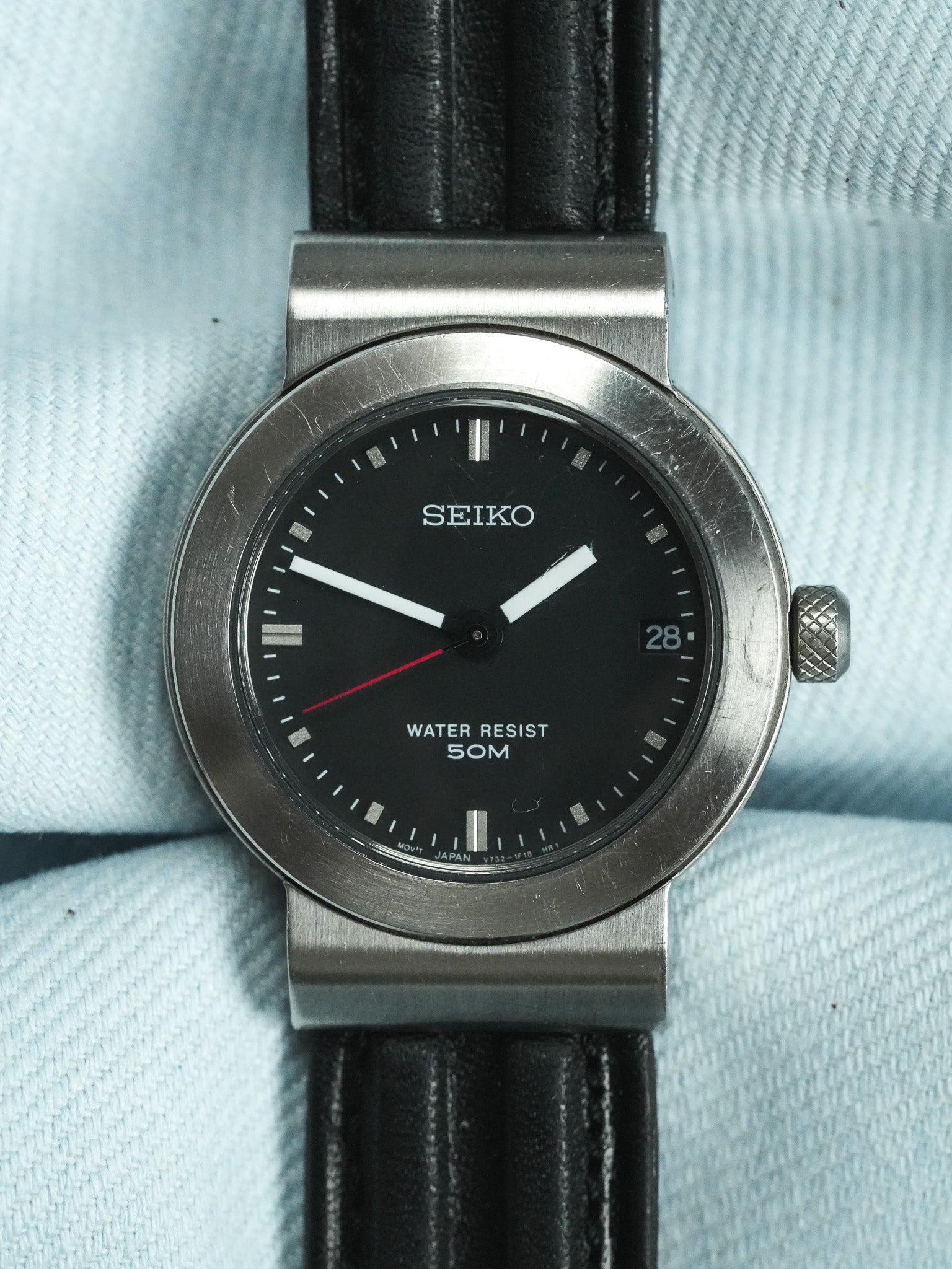 Seiko - فولاذ مصقول قرون مركزية عقرب ثواني أحمر - 1990 