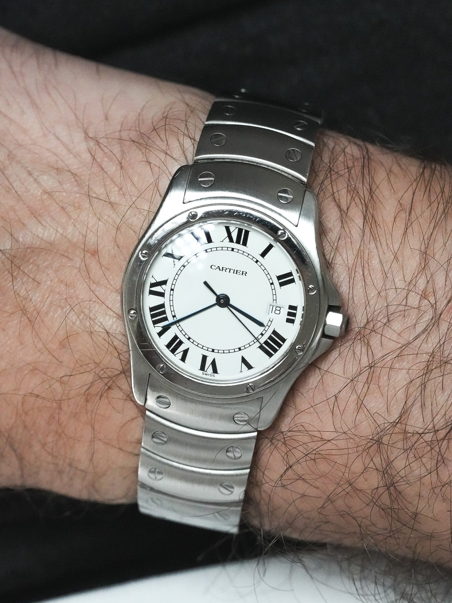 Cartier Santos Vintage Round GM Watch - Stainless Steel 1561 (1990s) 