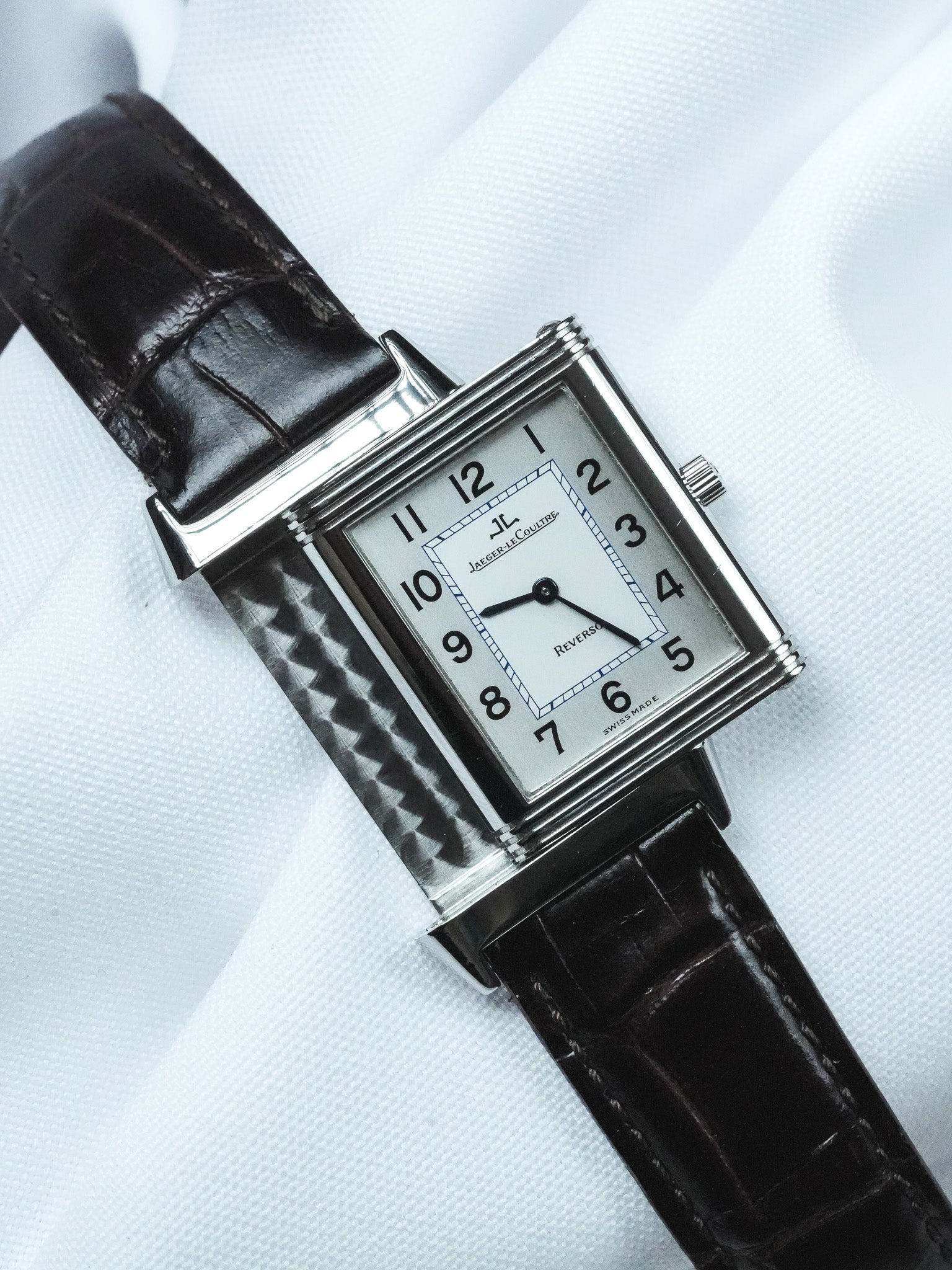 ساعة Jaeger-LeCoultre Reservo 250.8.86 فينتاج - يدويّة الترقية الإضافية، من الفولاذ والفضة (1990s) 
