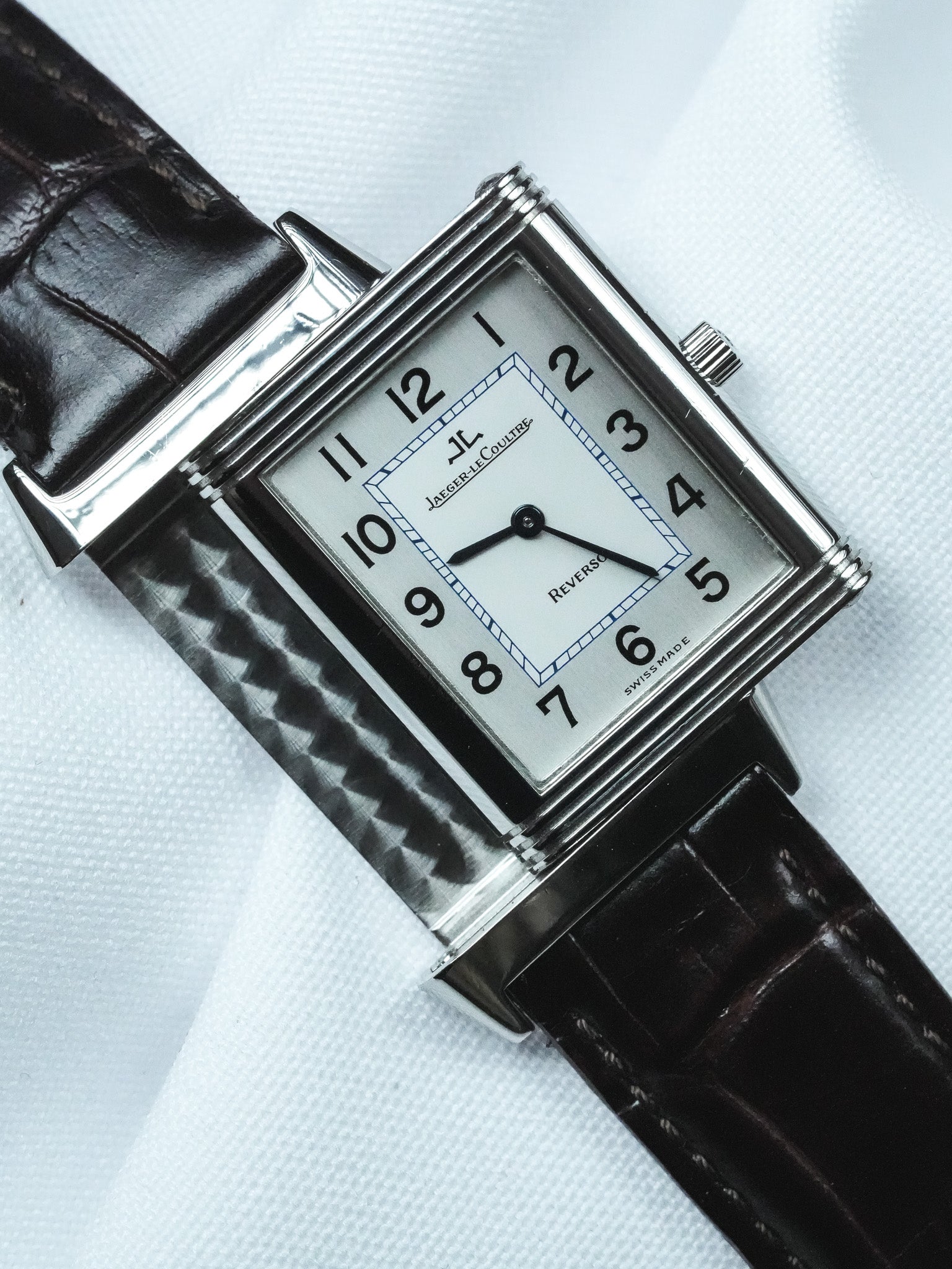 ساعة Jaeger-LeCoultre Reservo 250.8.86 فينتاج - يدويّة الترقية الإضافية، من الفولاذ والفضة (1990s) 