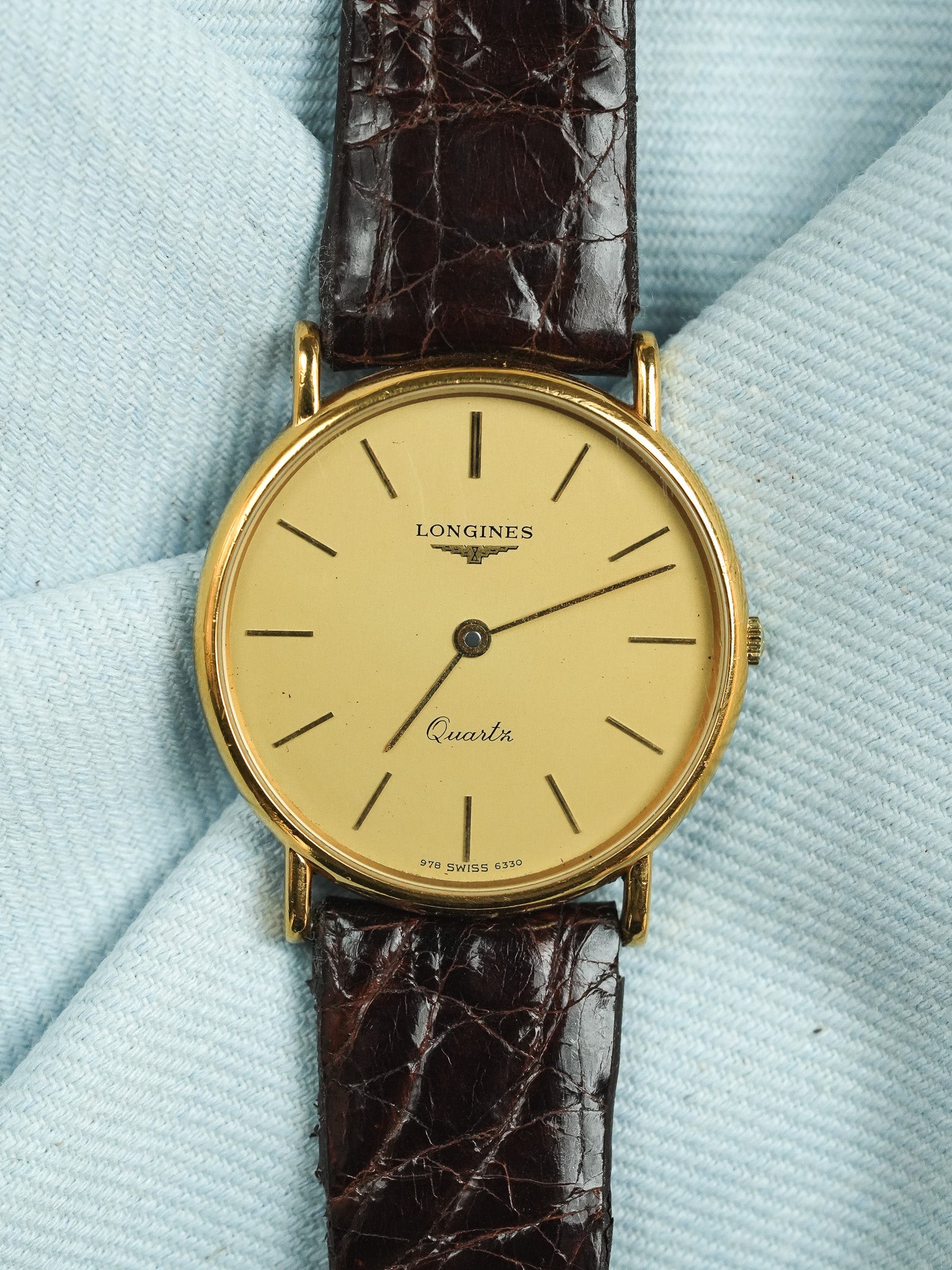 Longines - Ronde Extra plate Cadran Or Quartz - 1980s