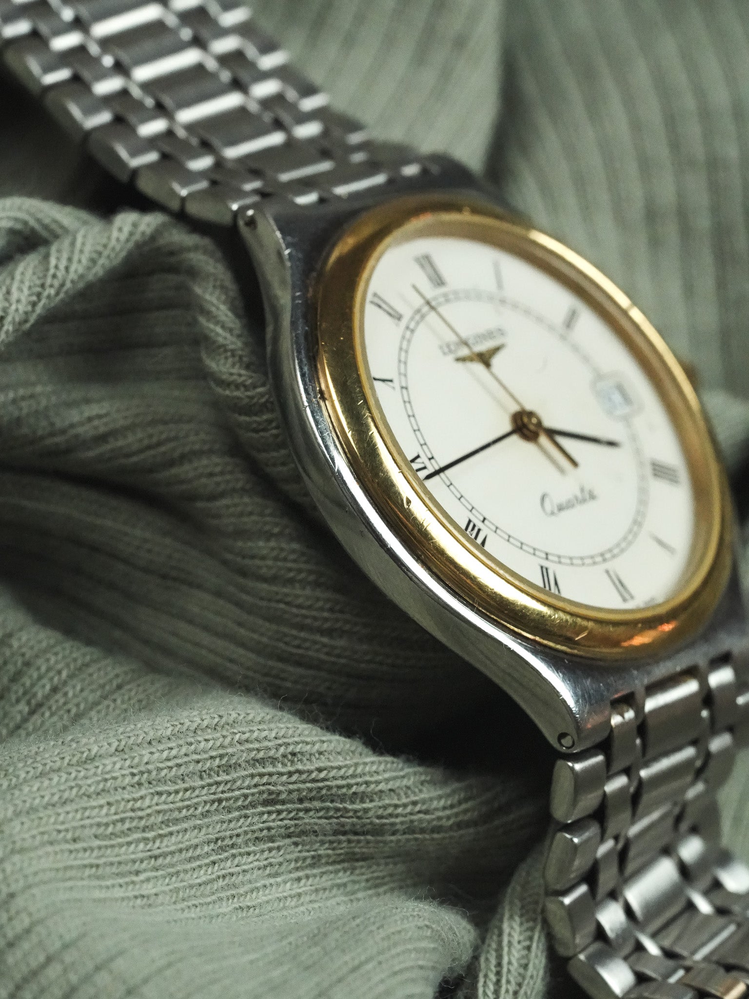 Longines - Armband aus Stahlgeflecht Lünette Gold - Papier - 1991 