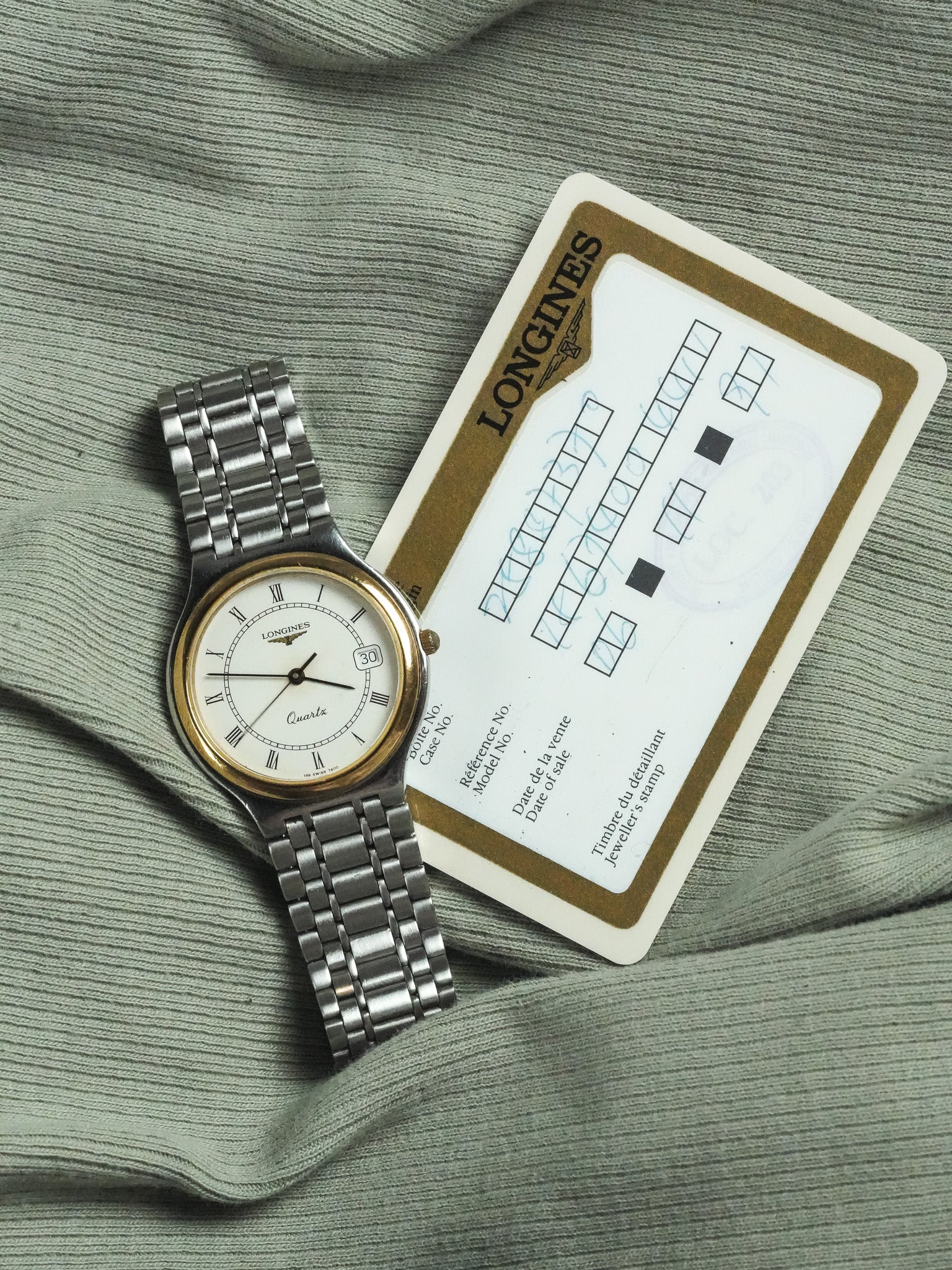 Longines - Armband aus Stahlgeflecht Lünette Gold - Papier - 1991 