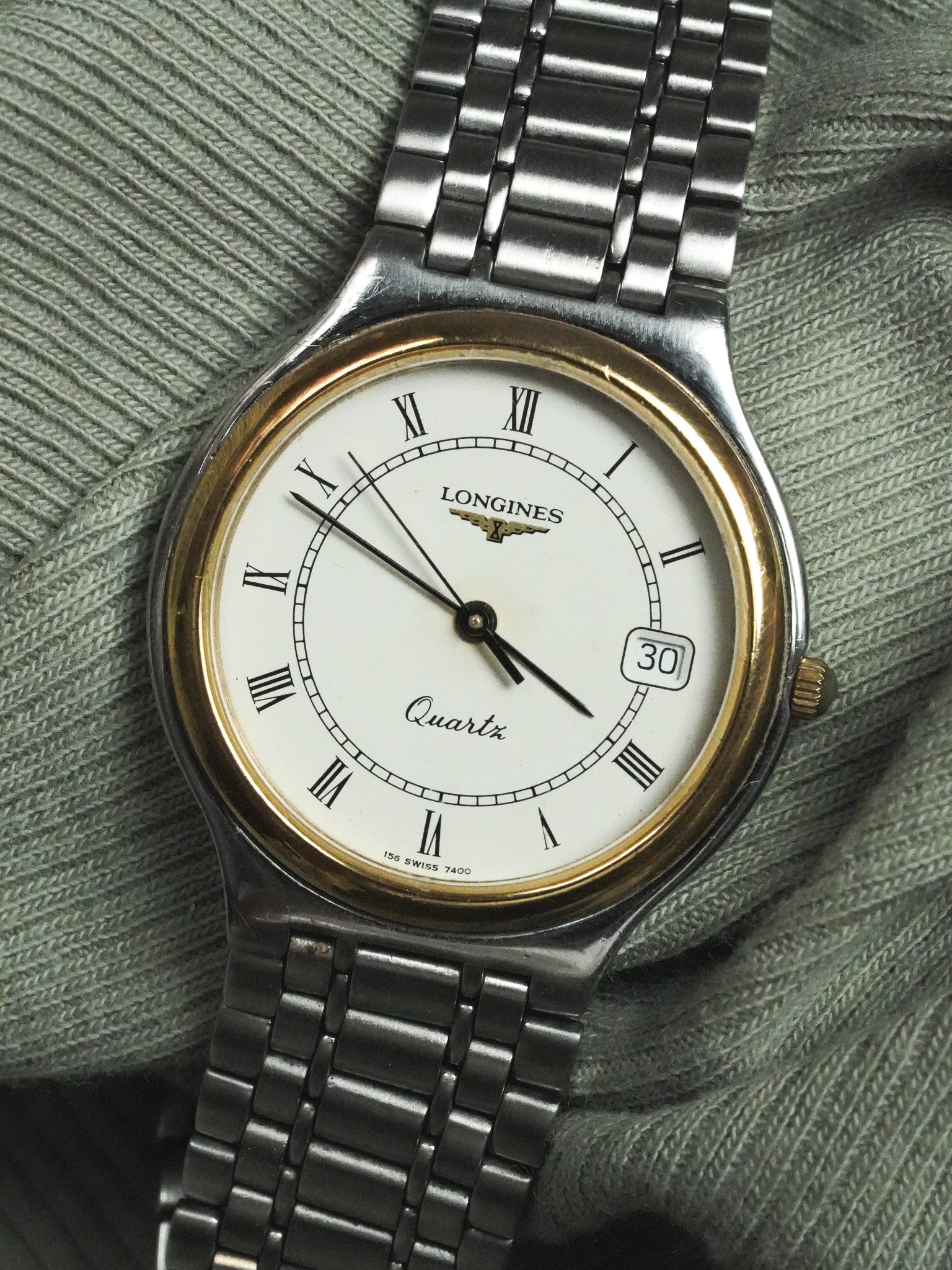 Longines - Armband aus Stahlgeflecht Lünette Gold - Papier - 1991 