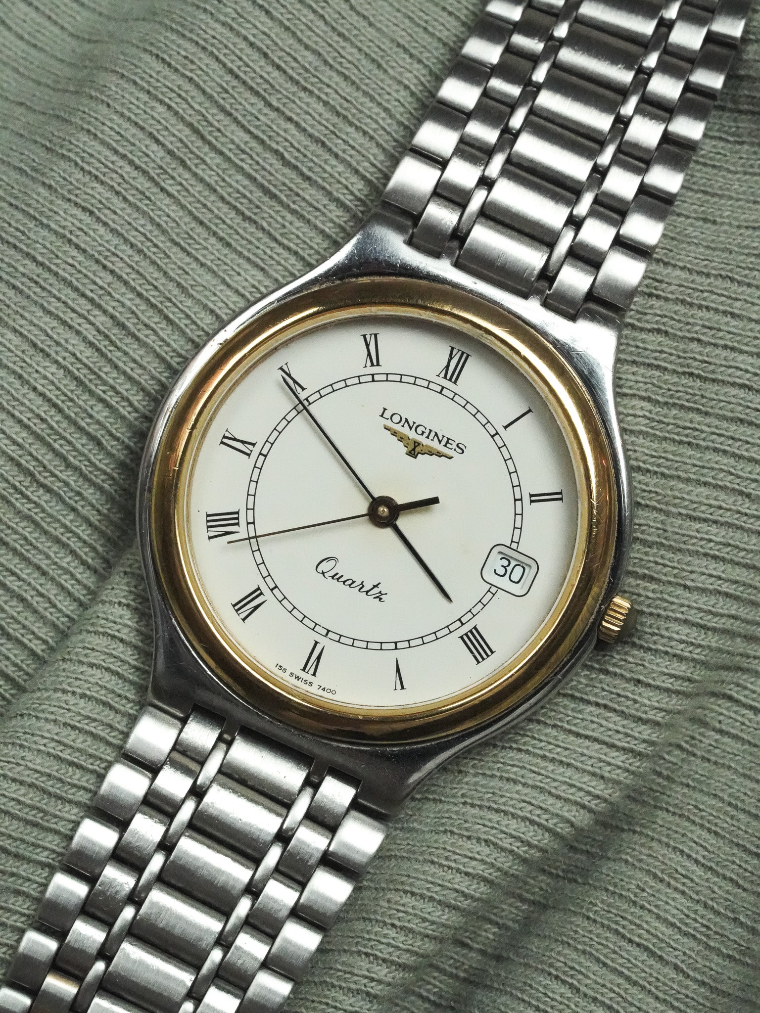 Longines - Armband aus Stahlgeflecht Lünette Gold - Papier - 1991 