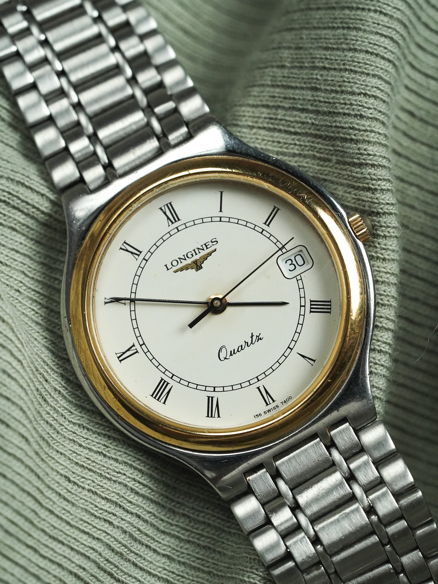 Longines - Armband aus Stahlgeflecht Lünette Gold - Papier - 1991 