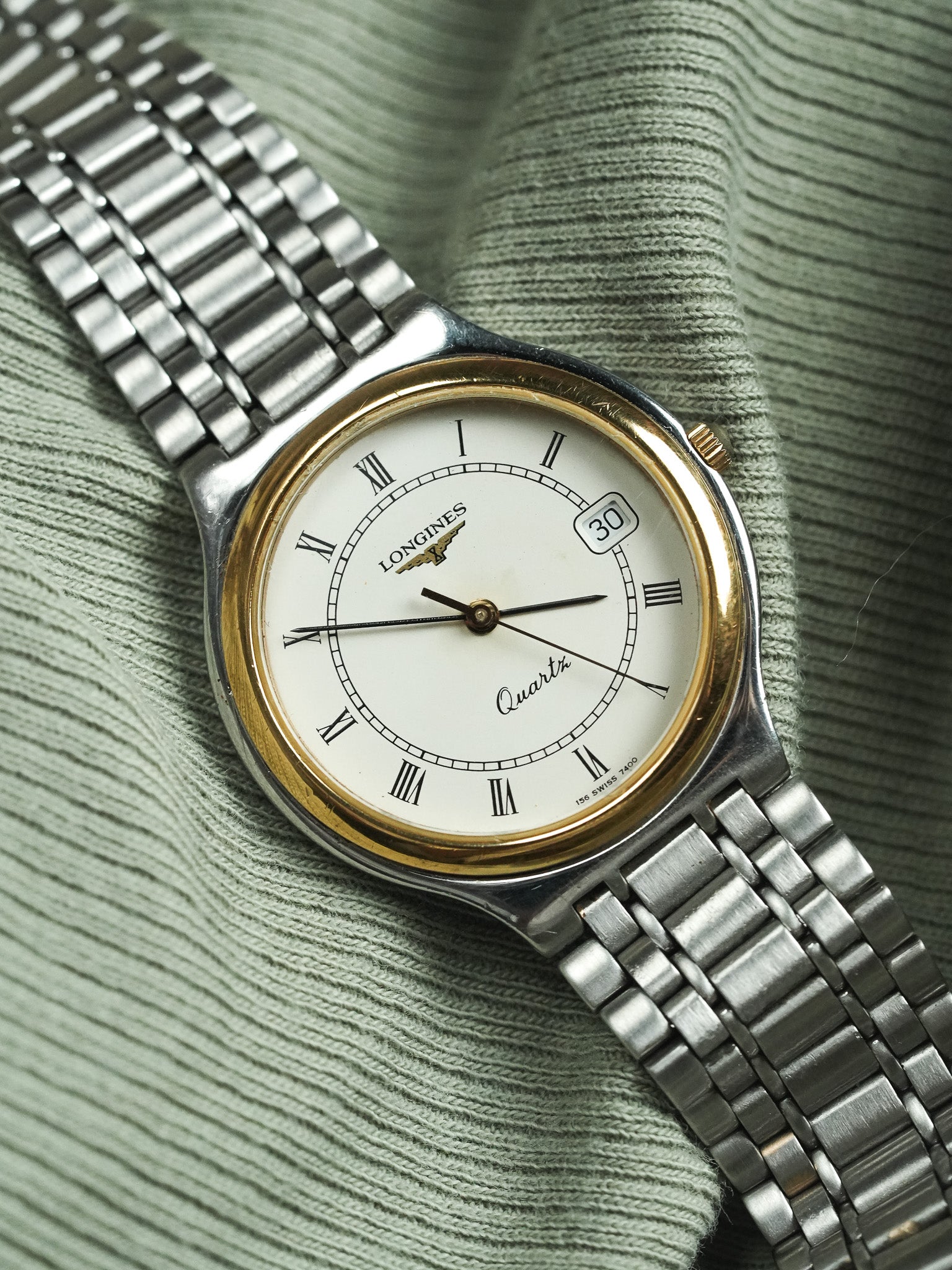Longines - Armband aus Stahlgeflecht Lünette Gold - Papier - 1991 