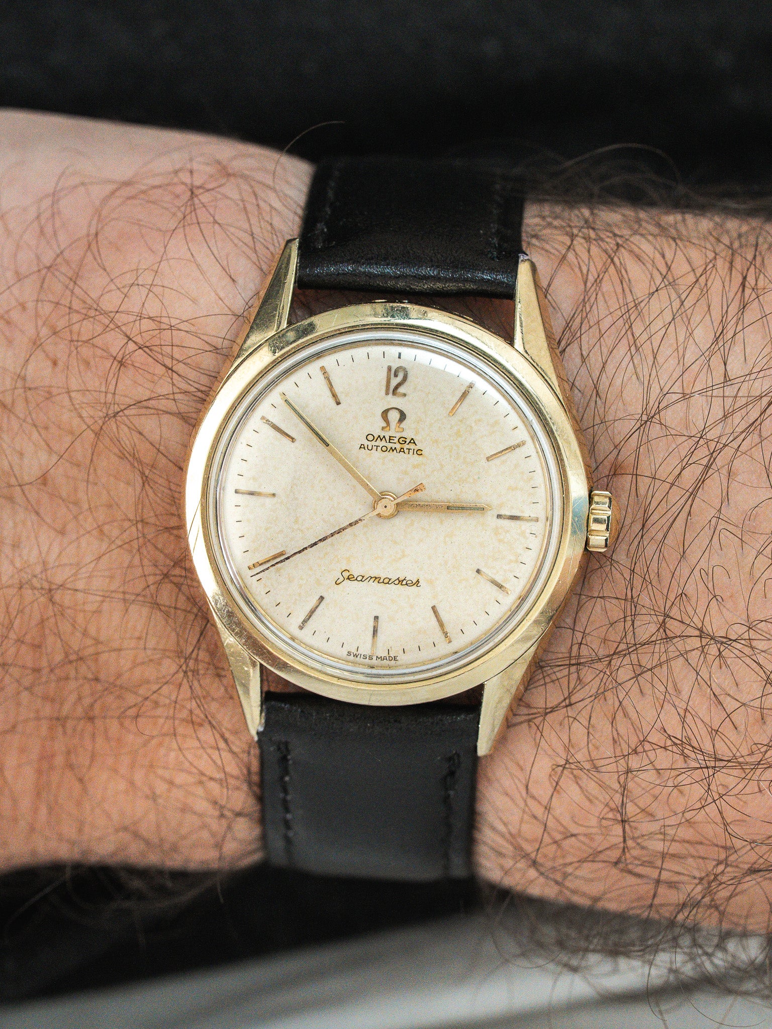 Omega Watch Seamaster 2802-7-SC Vintage - 33.5mm Gold-Plated Patina (1956) 