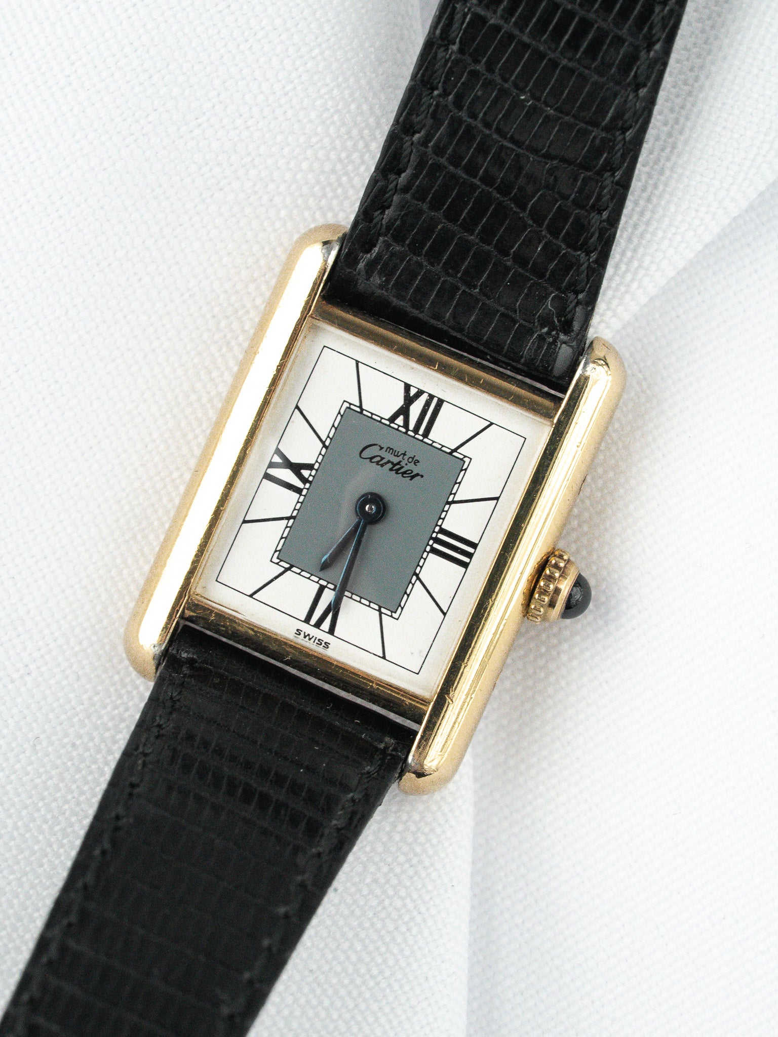 Montre Cartier Must de Cartier Tank SM - Vermeil Cadran Blanc Gris (Vintage 1990) - Atelier Victor