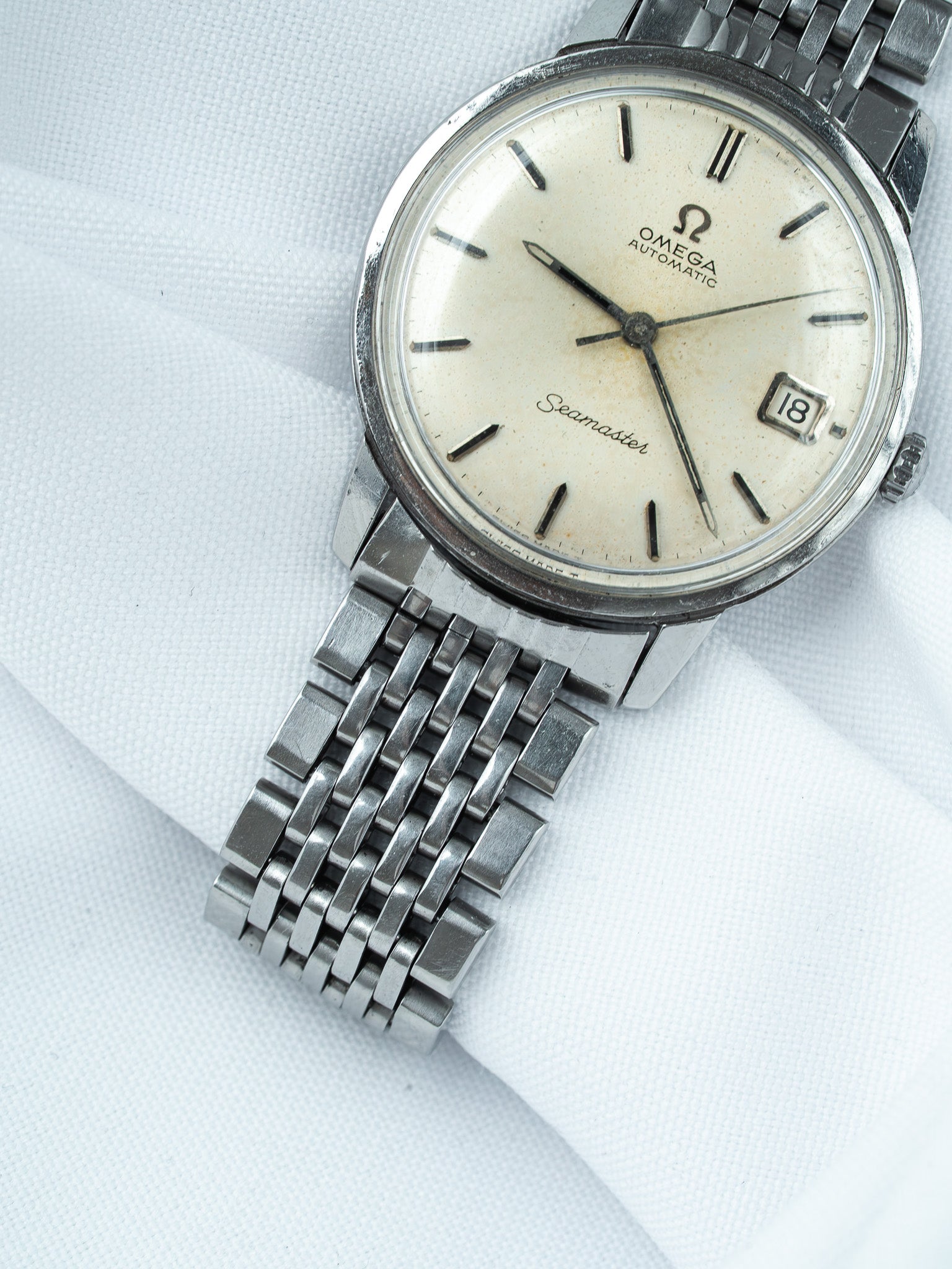 Montre Omega Seamaster 166.002 Vintage - 34,5mm Acier Automatique Date (1966) - Atelier Victor