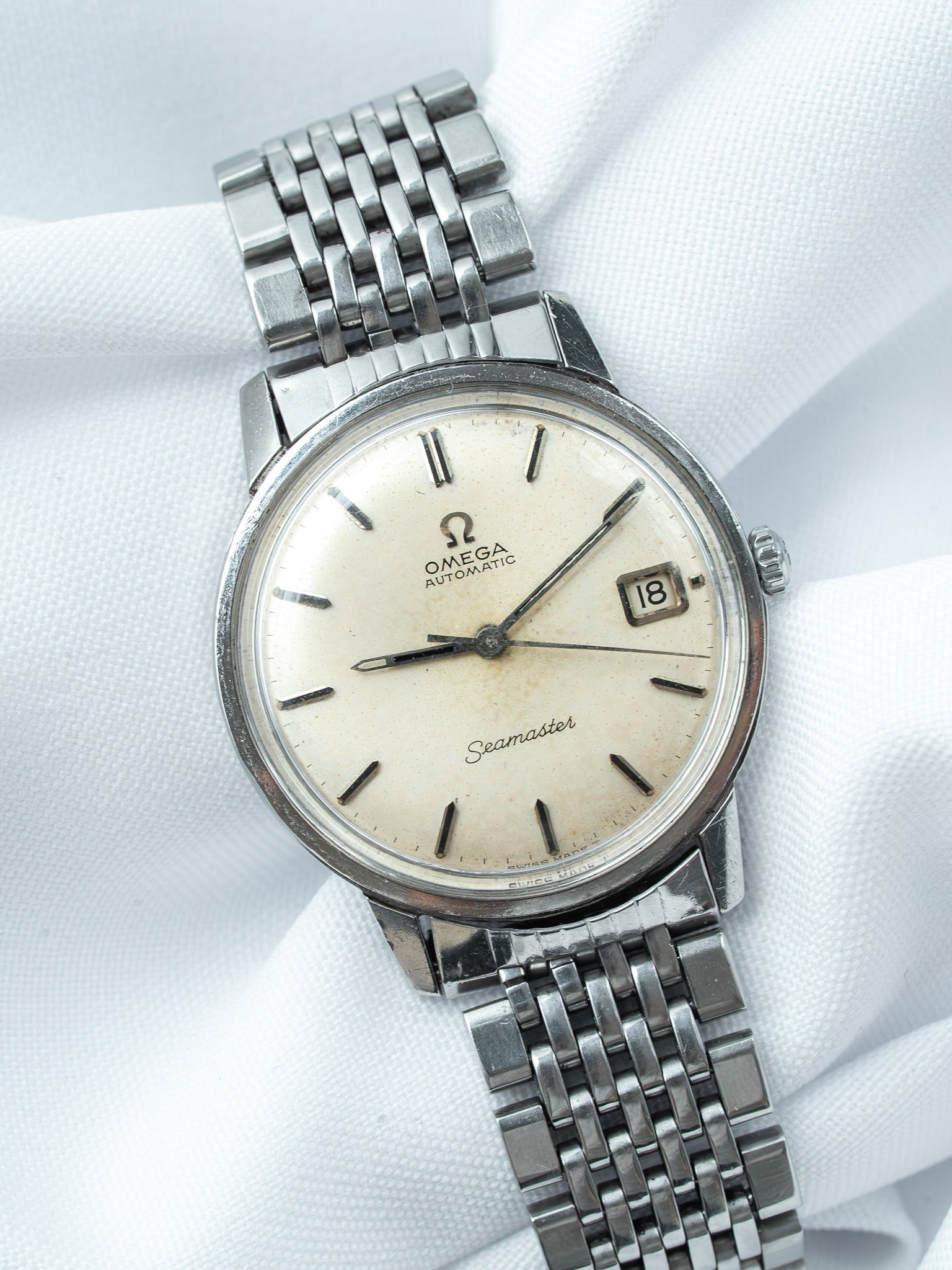 Montre Omega Seamaster 166.002 Vintage - 34,5mm Acier Automatique Date (1966) - Atelier Victor