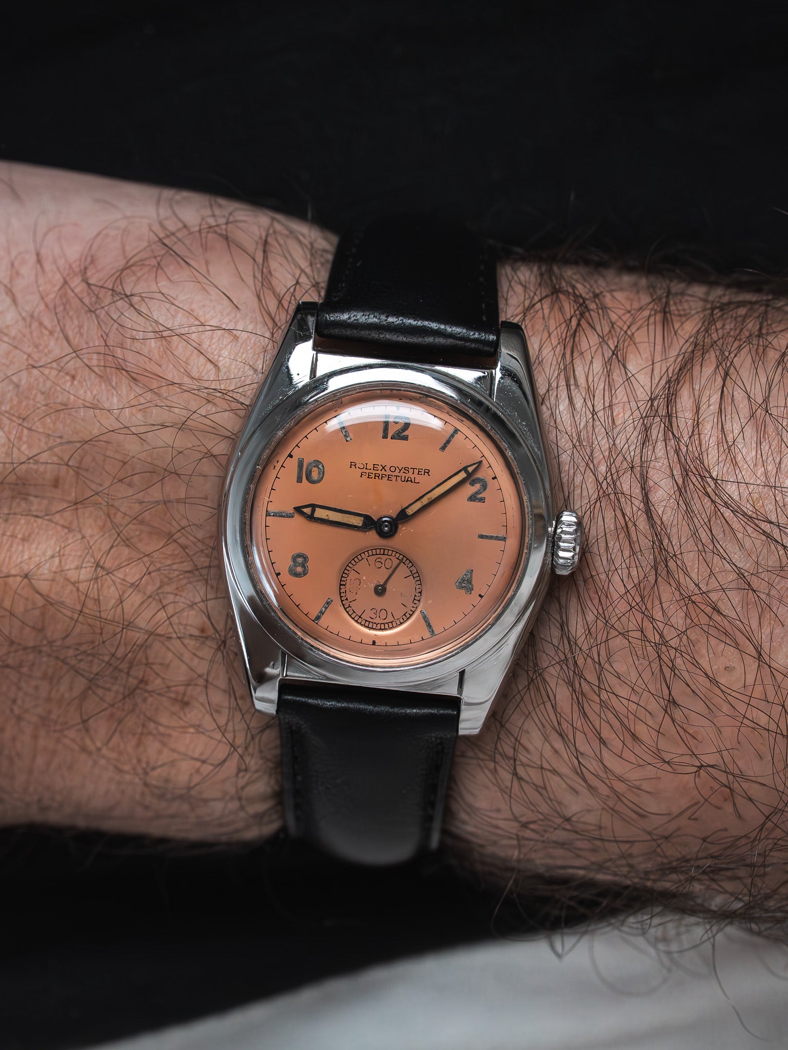 Montre Rolex Bubble Back 6050 Vintage - Saumon Acier (1950)