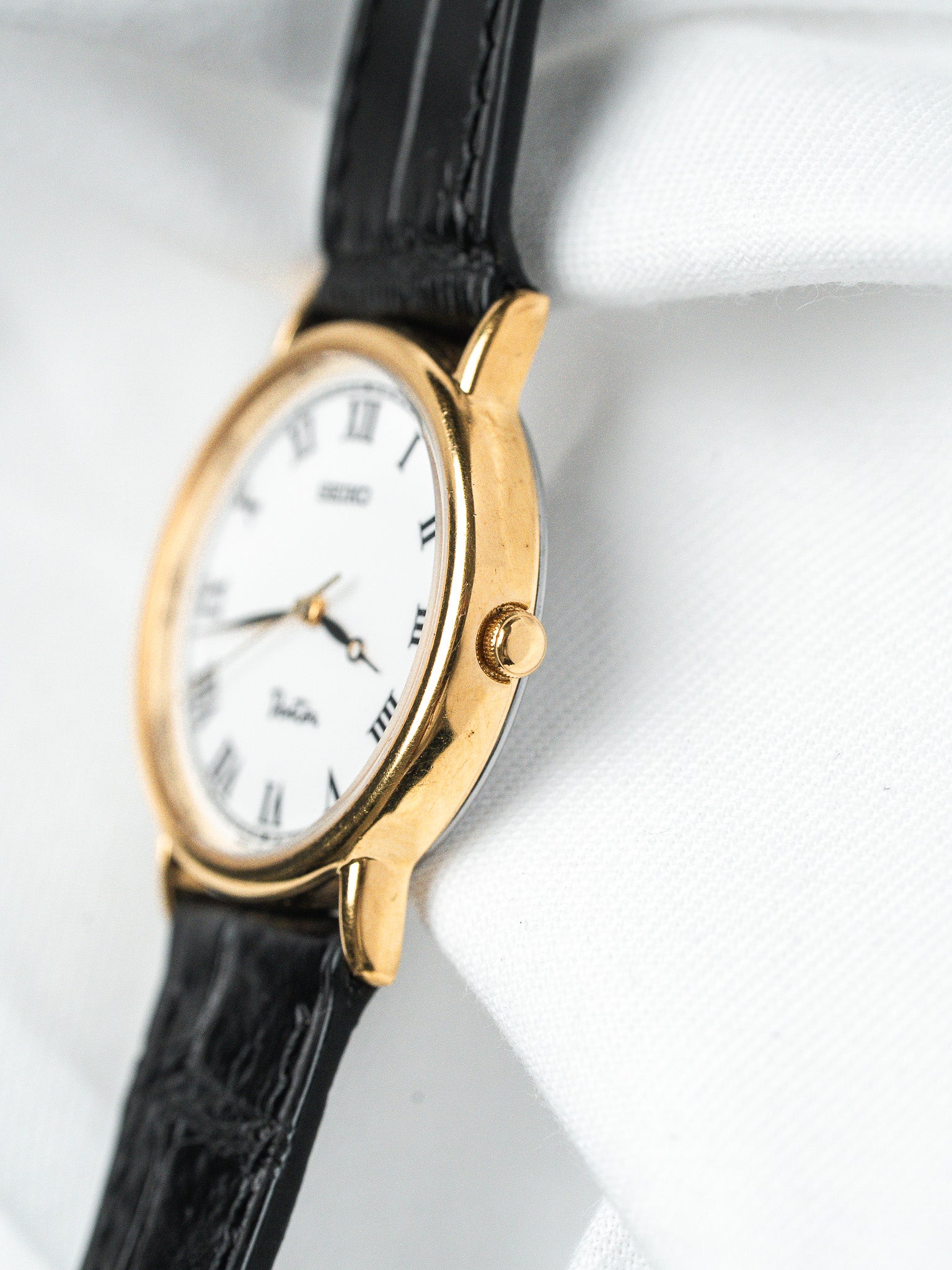 Reloj Seiko Dentsu chapado en oro — Esfera romana corporativa (1995) 