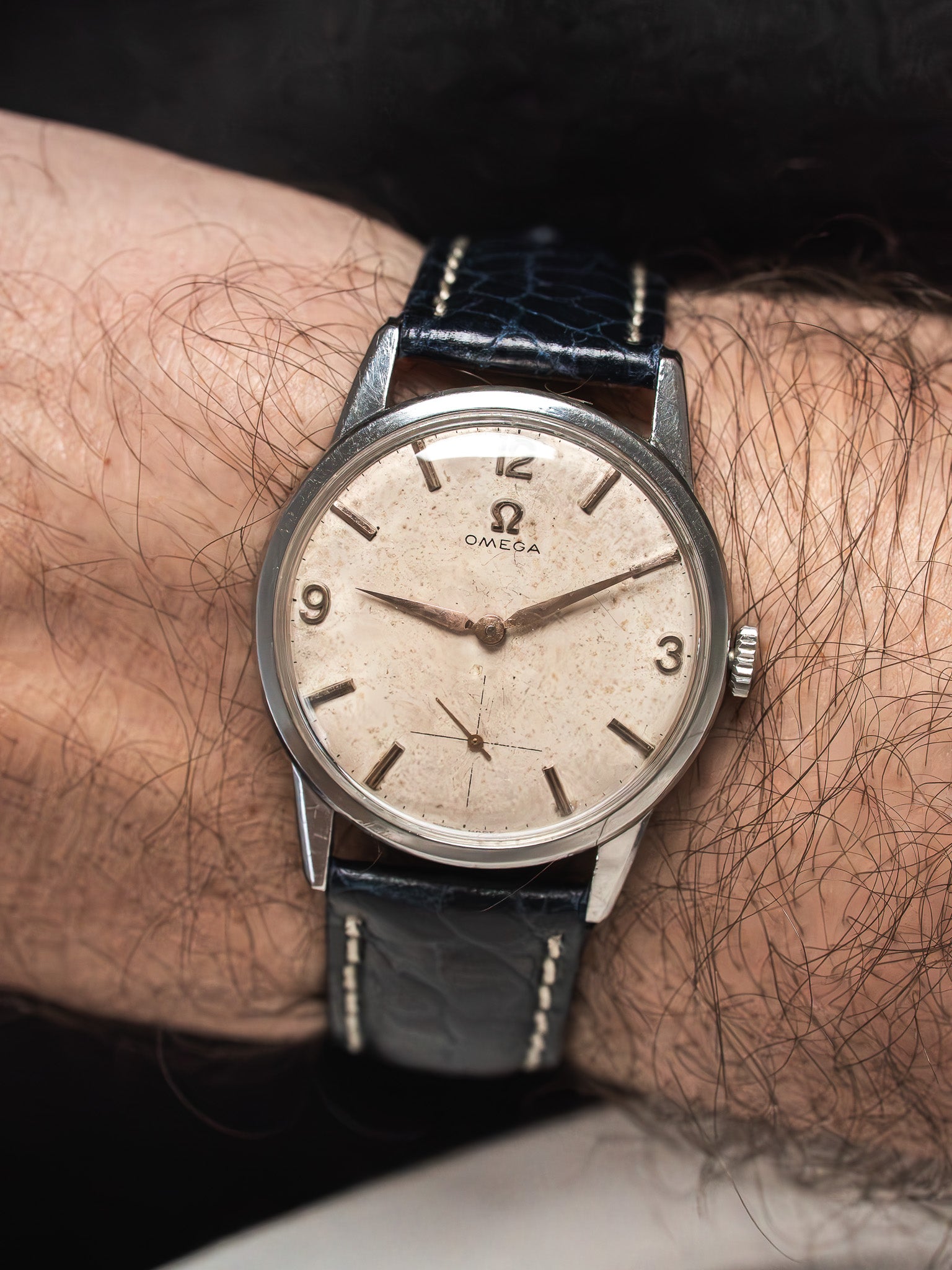 Omega 14613 Steel Calibre 268 Manual Watch — Patina Dial (1959) 