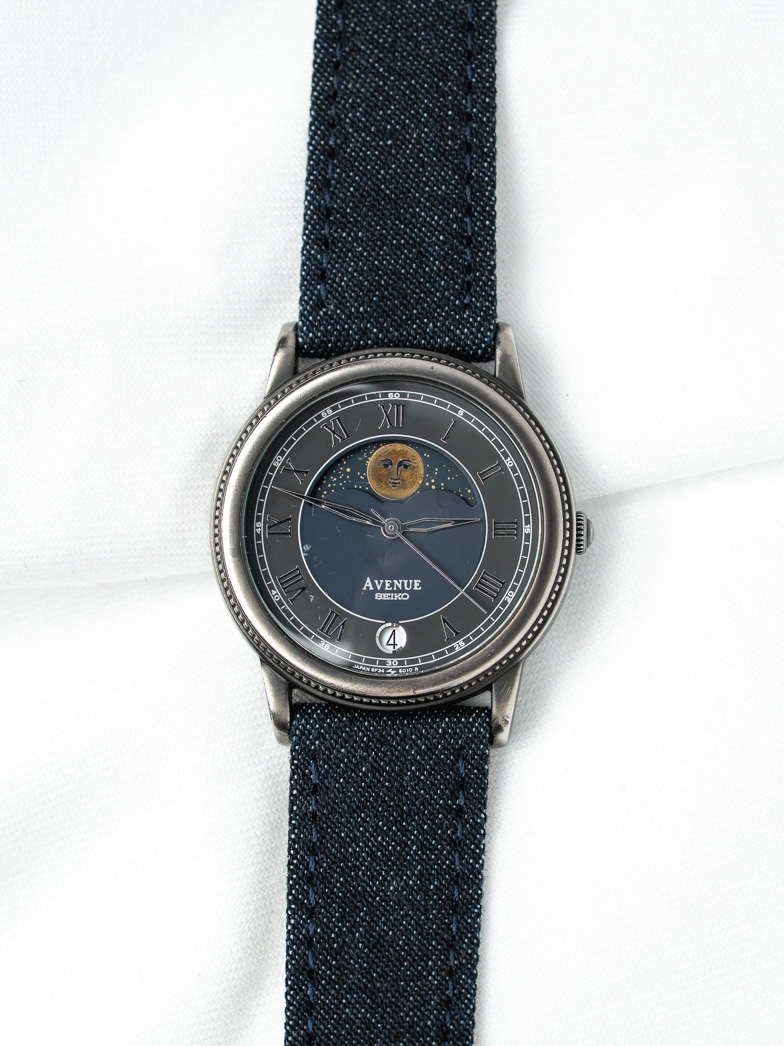 Montre Seiko Avenue — Phase de Lune Cadran Bleu Nuit (1988)