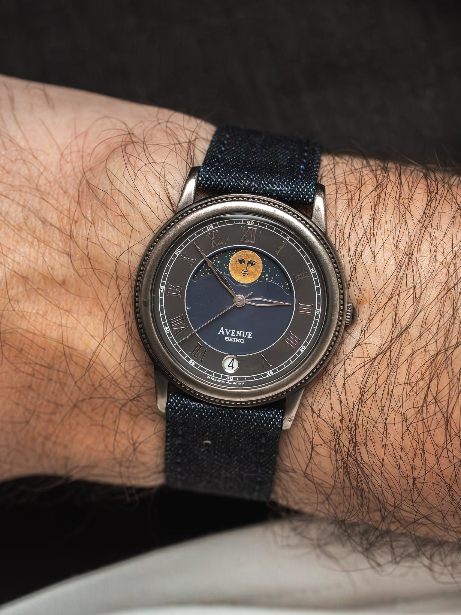 Montre Seiko Avenue — Phase de Lune Cadran Bleu Nuit (1988)