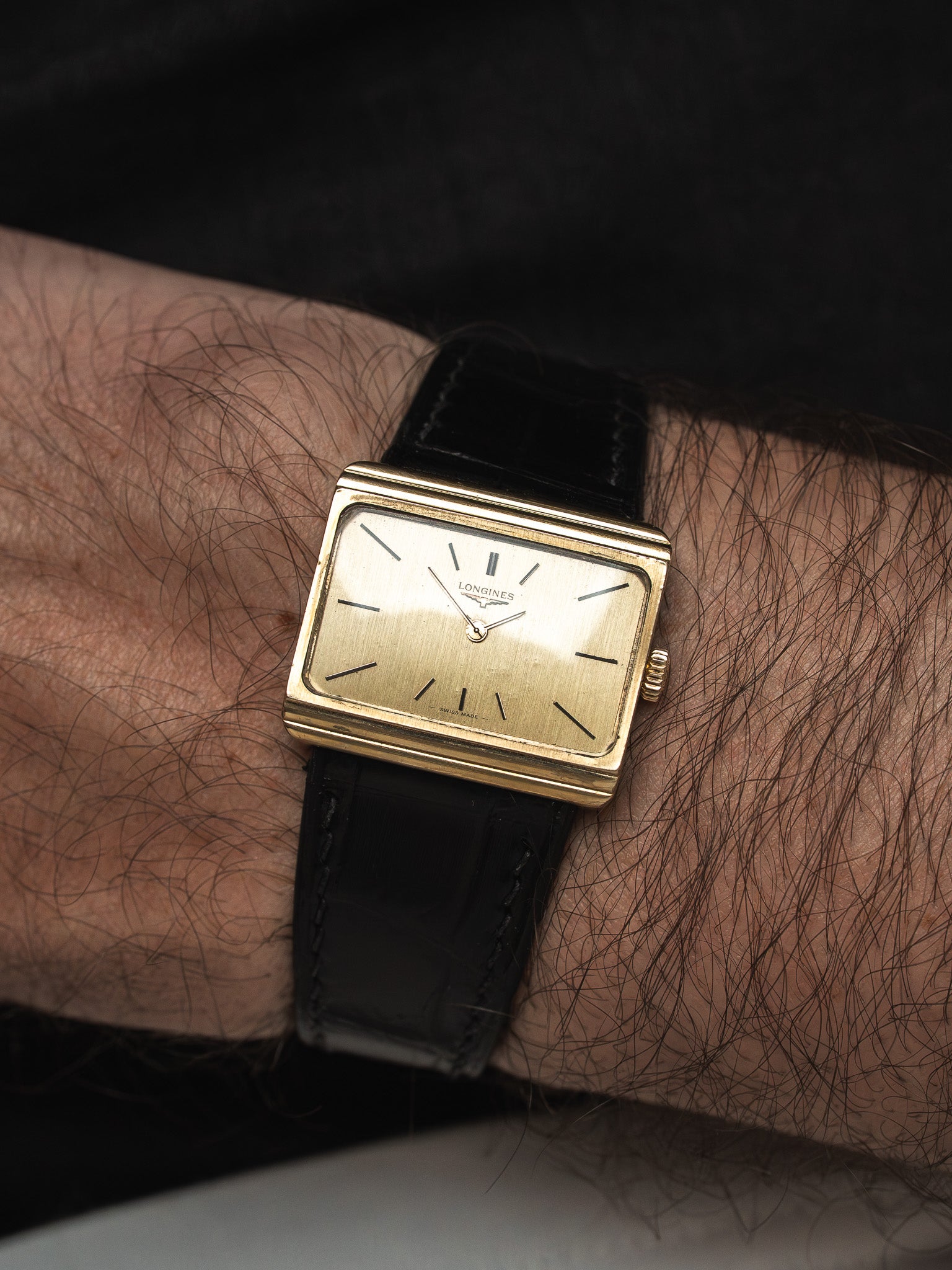 Montre Longines TV Vintage — Plaqué Or Cadran Or (1976)