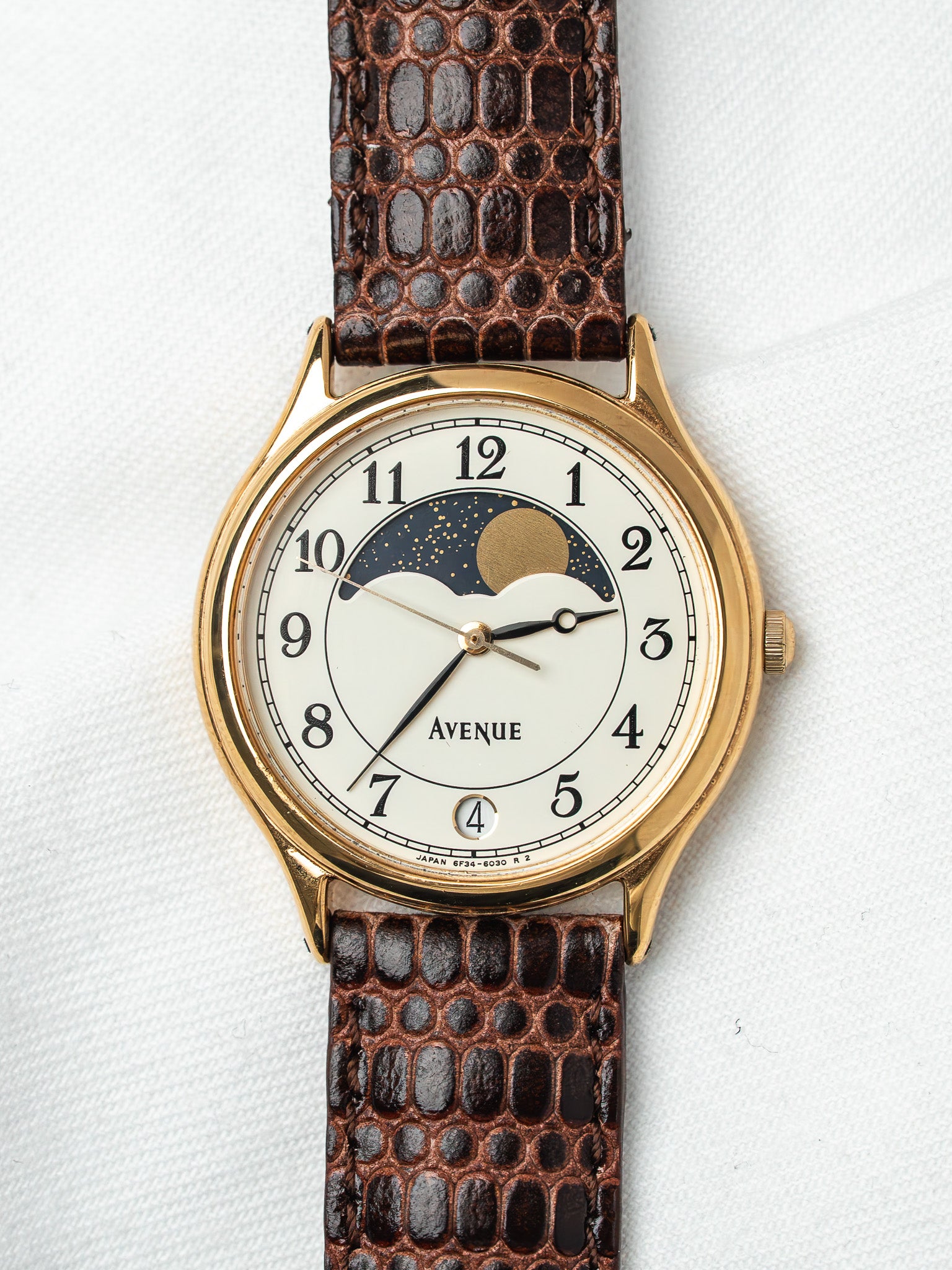 Montre Seiko Avenue Vintage — Phase de Lune Plaqué Or (1992)