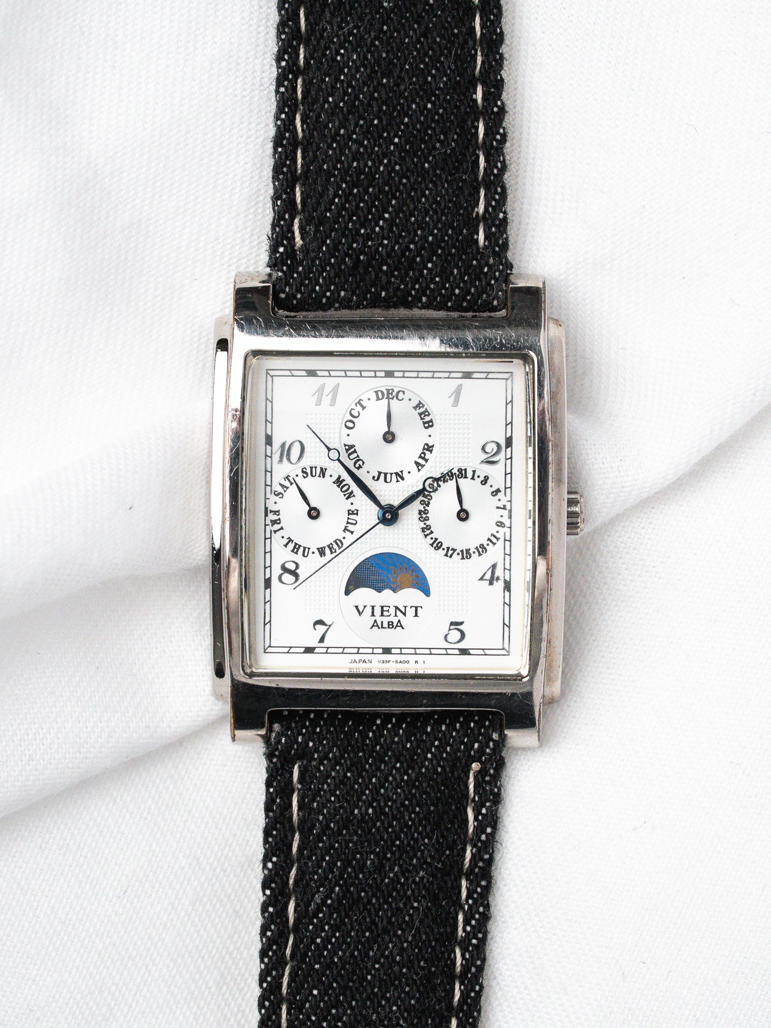 Orologio Alba Vient (Seiko) — Triplo Calendario Fase Lunare Acciaio (1995) 