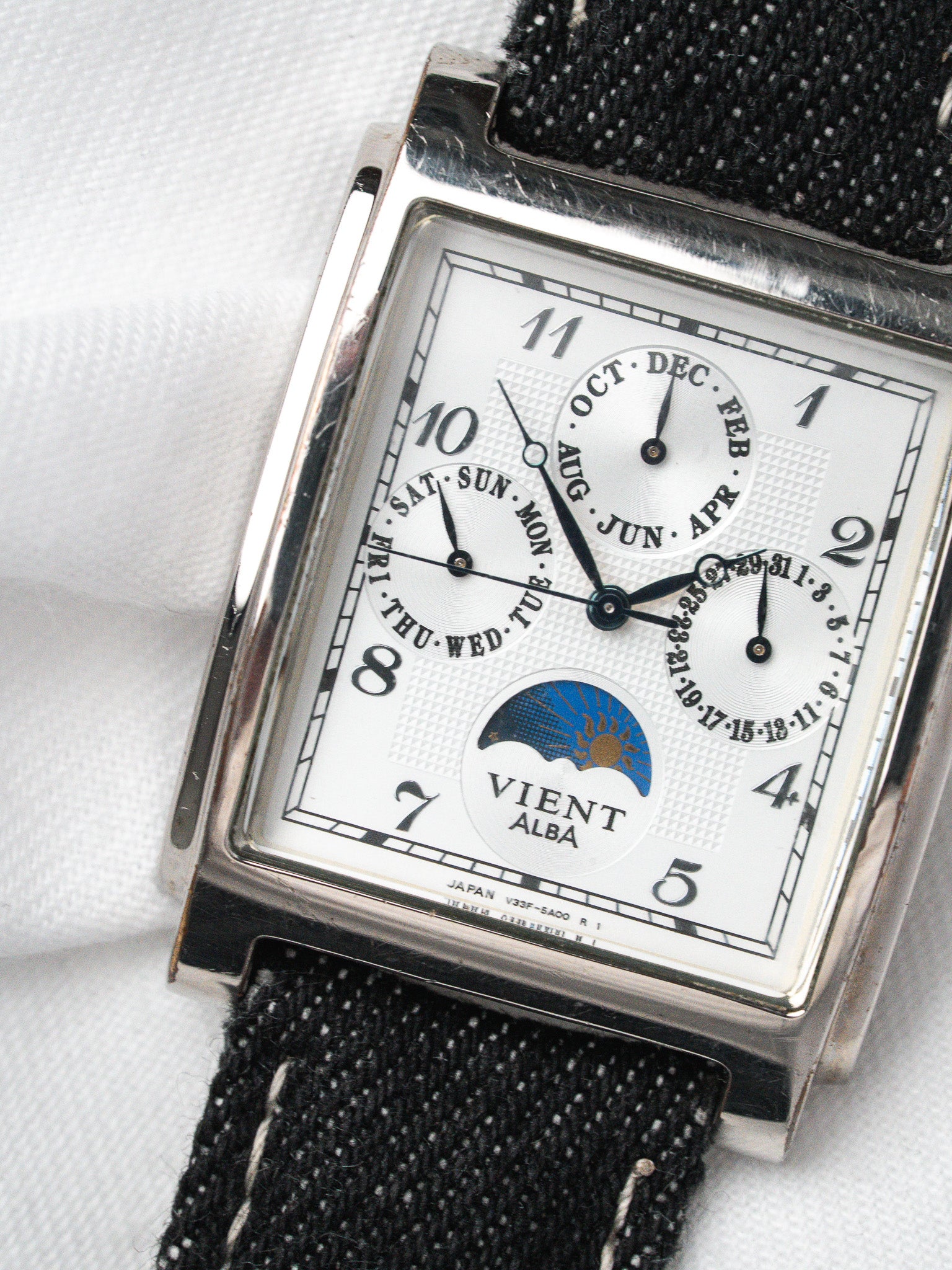 Orologio Alba Vient (Seiko) — Triplo Calendario Fase Lunare Acciaio (1995) 